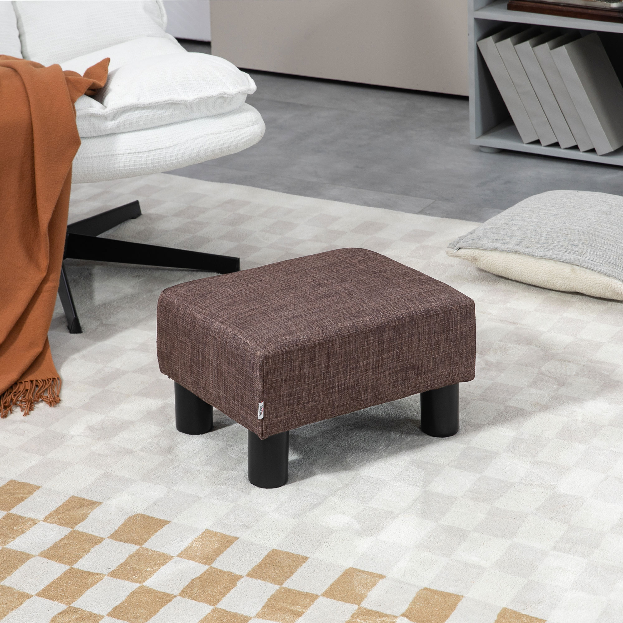 Hocker mit Stoffbezug in Leinenoptik, bis 110 kg, braun, 40 x 30 x 24cm