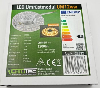 LED Umrüstmodul "UM12ww" für Leuchten / Ø125mm, 12W, 1200lm, 3000K, Magnethalter