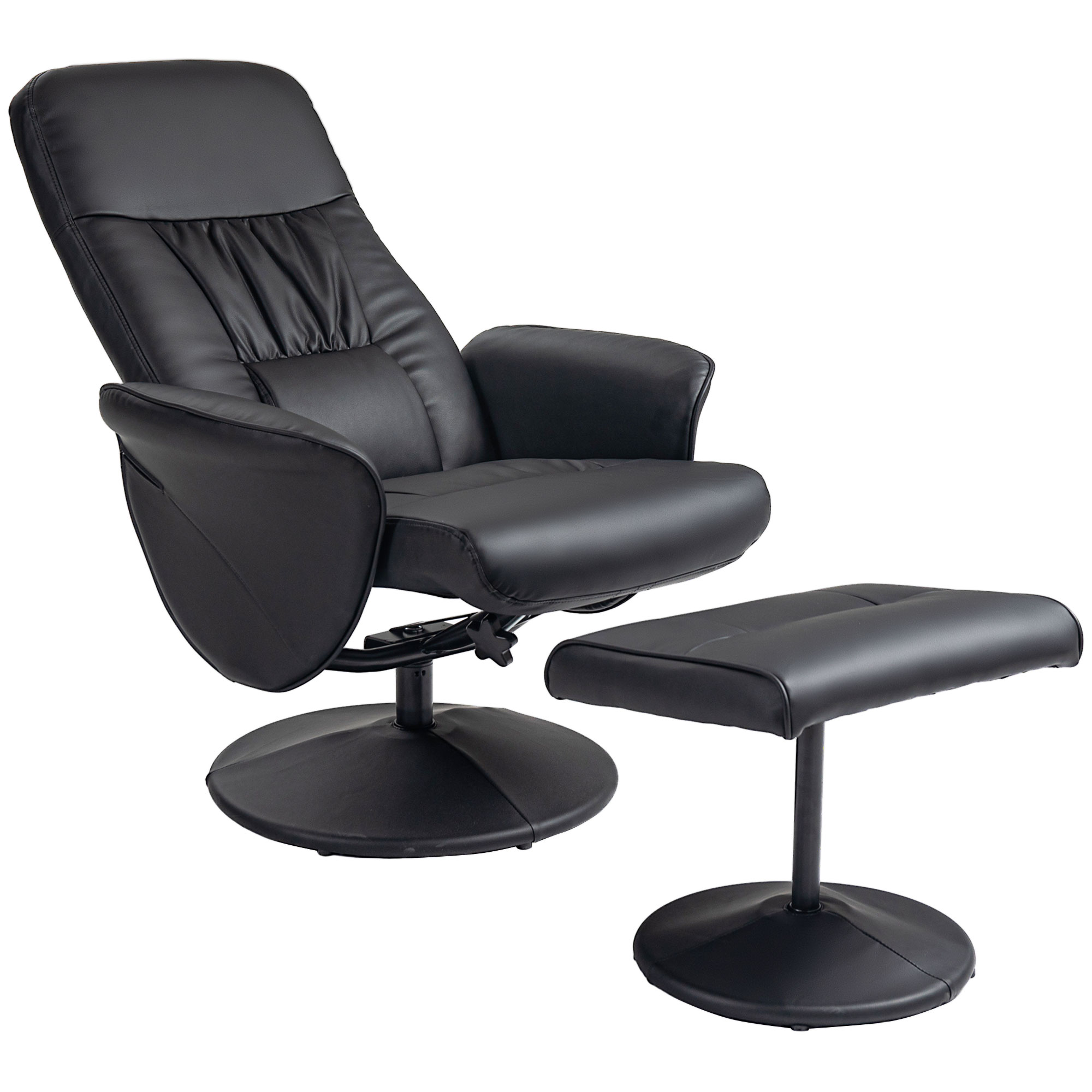 2-teiliges Sessel-Set Sessel mit Fußhocker Relaxsessel mit Fußhocker, höhenverstellbar, neigbare Rückenlehne, Schwarz