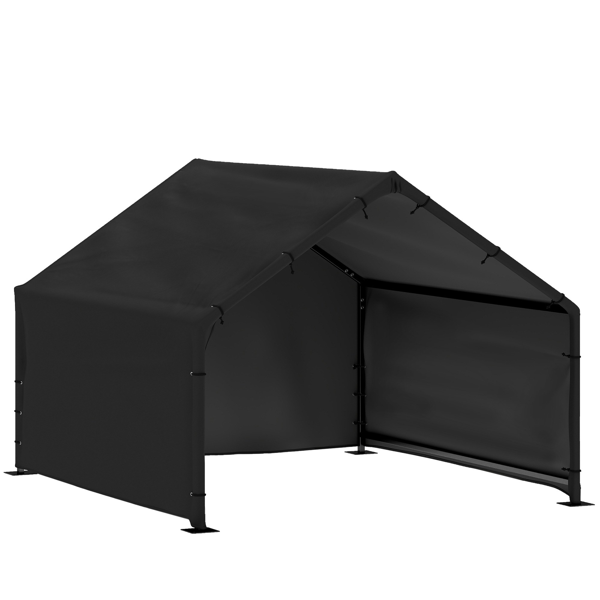Hundehütte Hundehaus mit wasser- und UV-beständiger Überdachung, für Hunde bis 30 kg 125 x 110 x 93 cm Schwarz