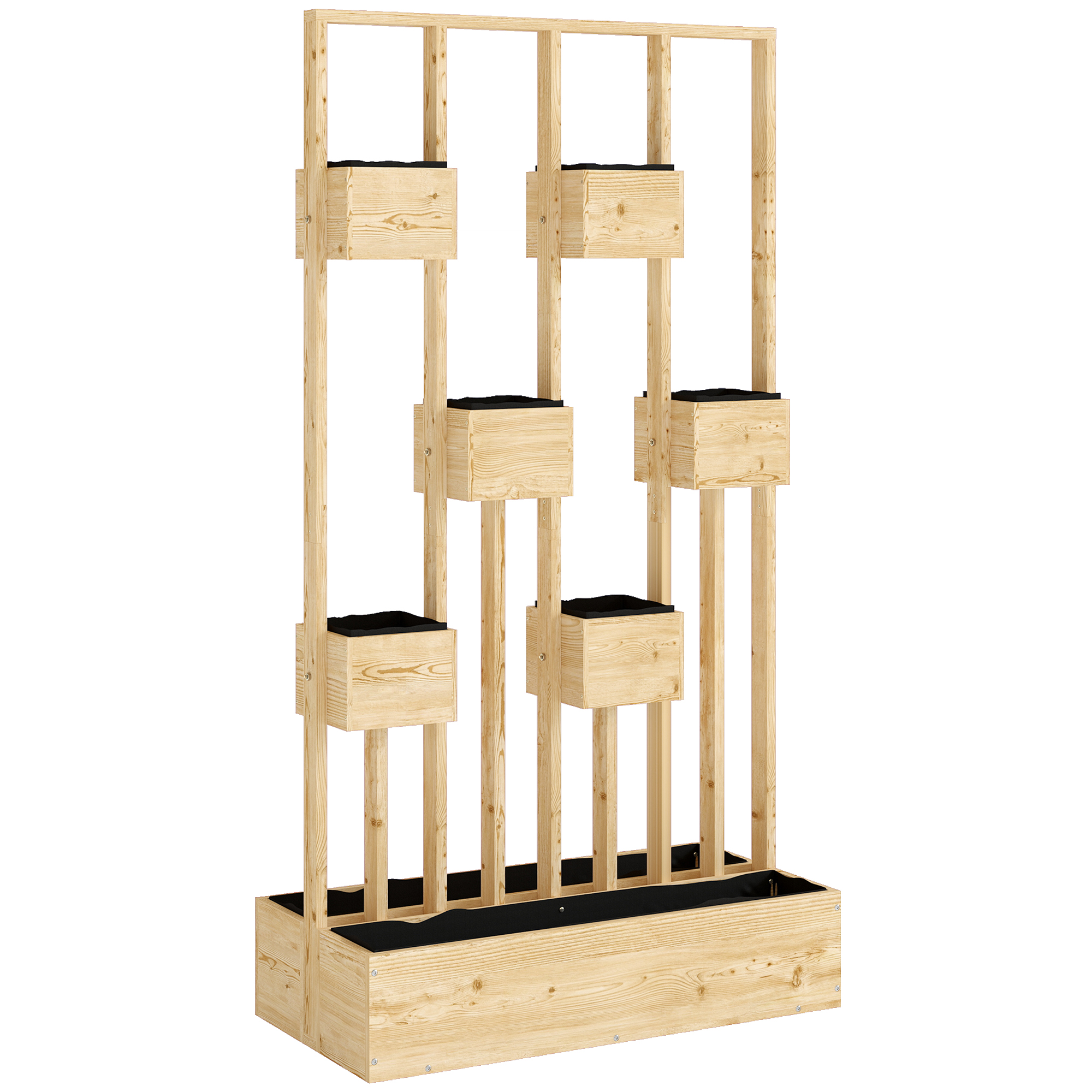 Hochbeet mit Rankgitter Körbe, Holz Pflanzkasten Pflanzkübel Blumenkasten, 90 x 45 x 170 cm