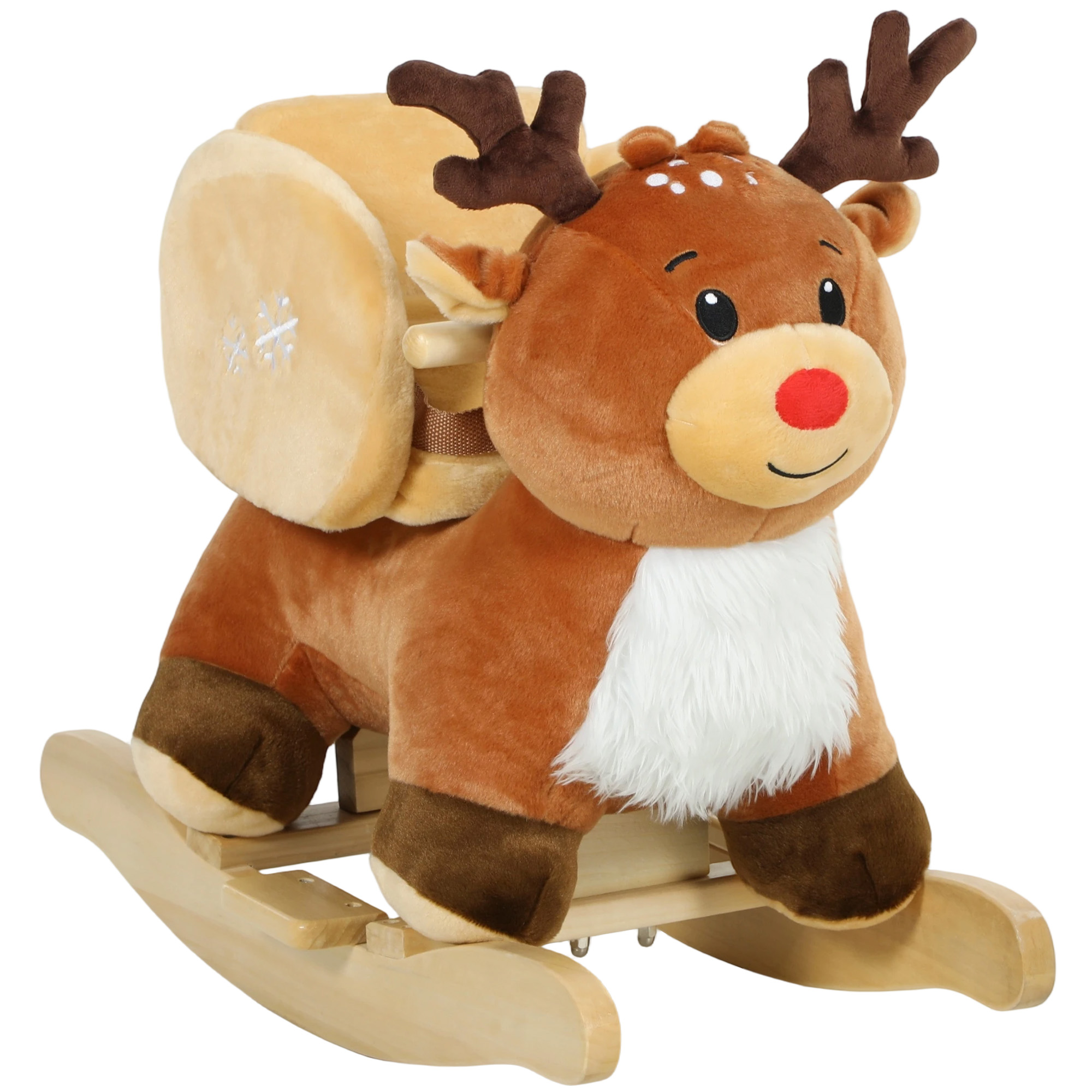 Kinder Schaukelpferd Baby Schaukeltier Rentier mit Schlafliedern, für 18-36 Monate Plüsch 65 x 35 x 59 cm Braun