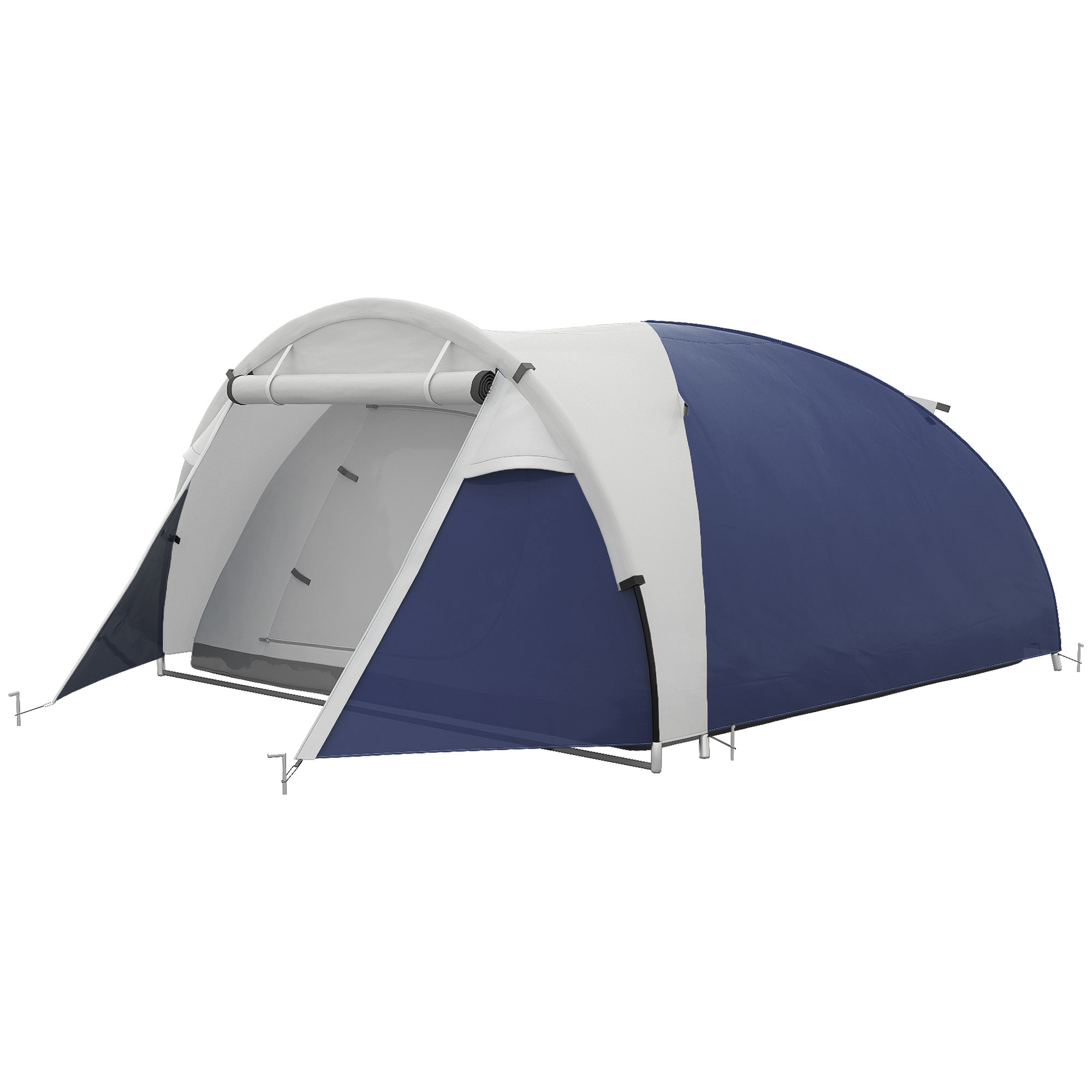 Campingzelt für 3-4 Personen, robust, mit Tragetasche, 2 Öffnungen, Zubehör, Blau