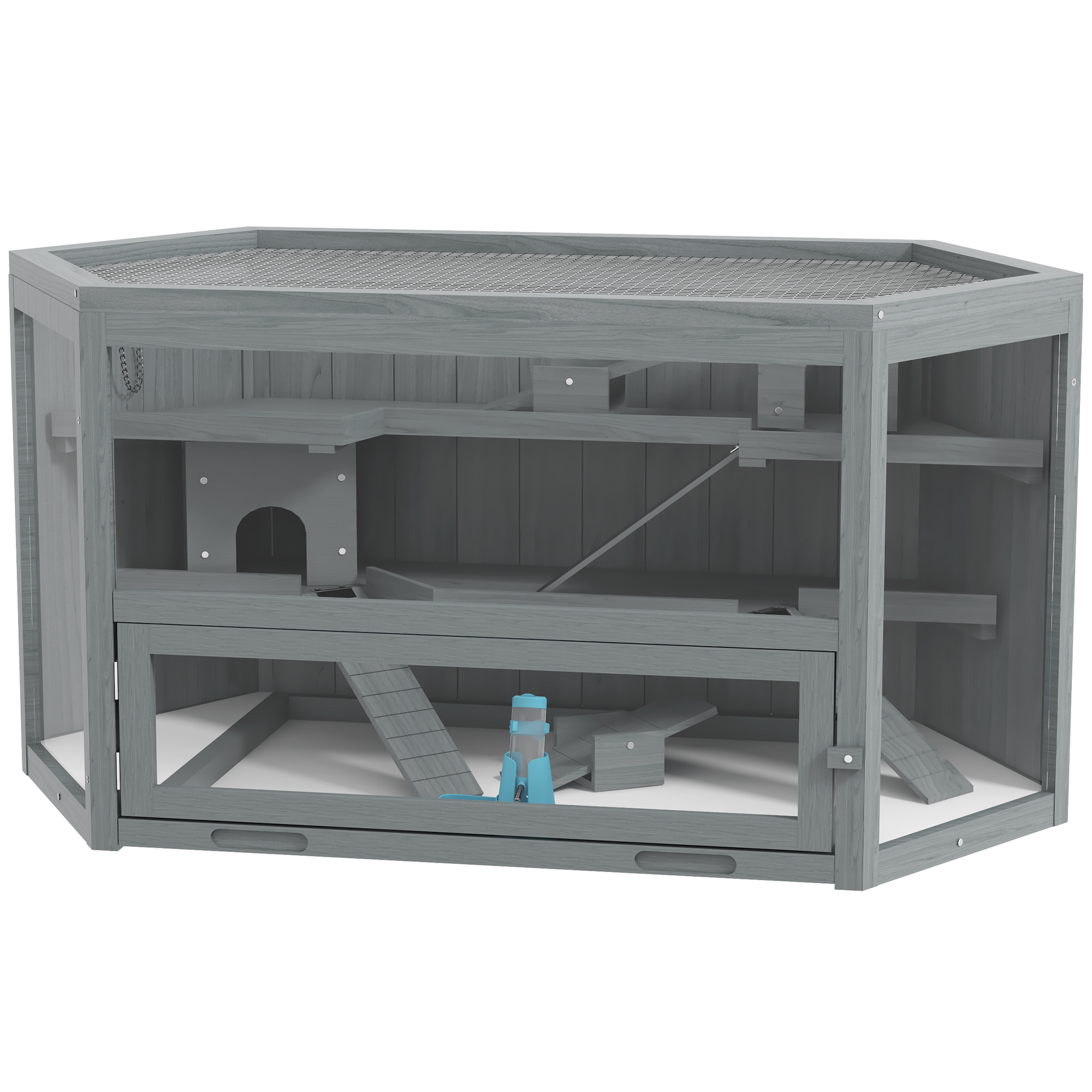 Hamsterkäfig, 3 Etagen, herausnehmbare Wanne, Holz/Metall, 115x60x55 cm