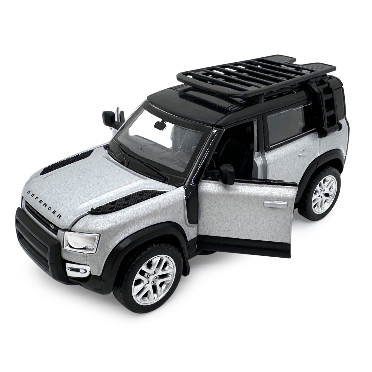Land Rover Defender 110  Diecast 1:43 silber 2in1