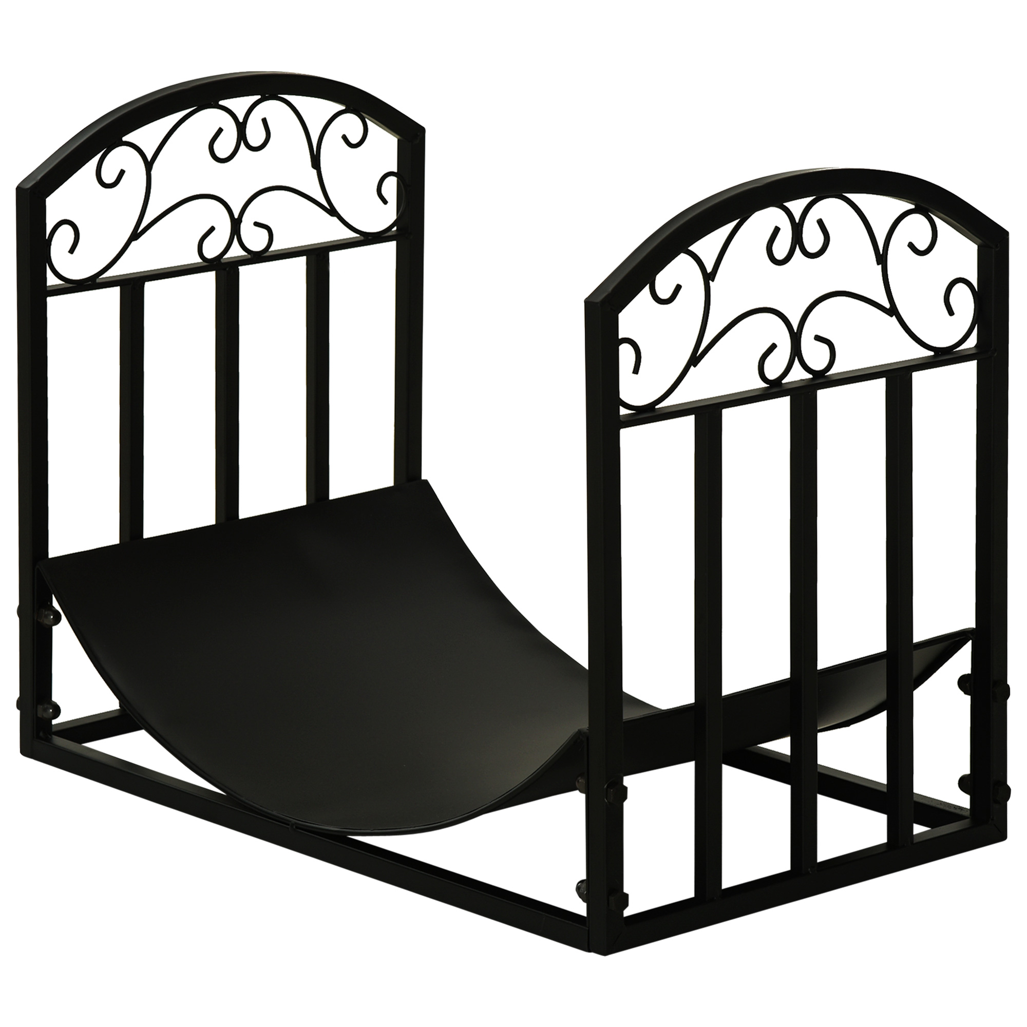 Kaminholzregal Kaminholzständer Brennholzregal 60 kg belastbar Feuerholzablage Kaminwerkzeug Metall Schwarz 60,5 x 36 x 46,5 cm