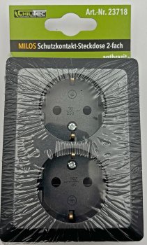 MILOS Schutzkontakt-Steckdose 2-fach, 250V~/ 16A, 1x UP, anthrazit