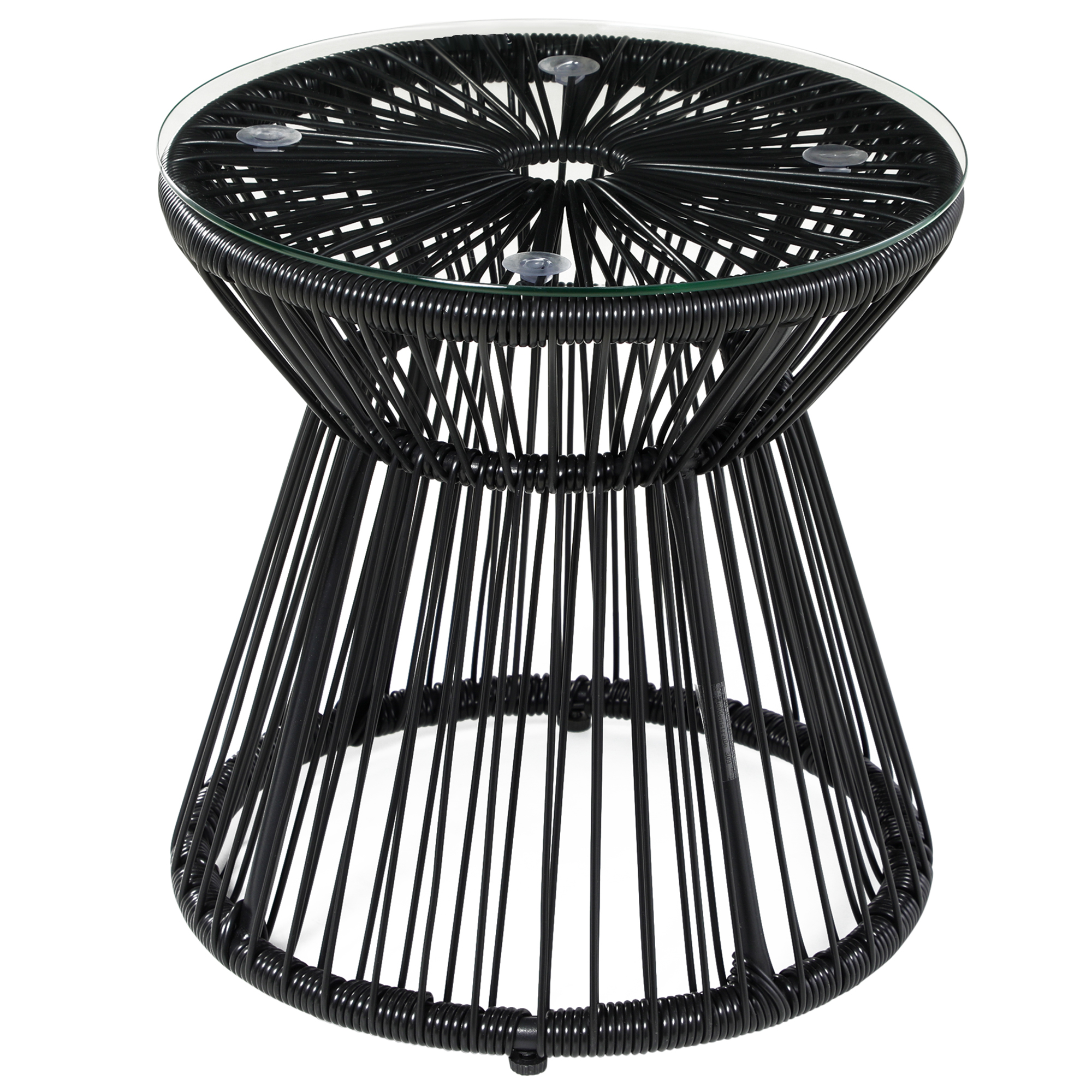 Gartentisch im Boho-Stil, wetterbeständig, PE-Rattan, 40 cm x 40 cm x 42 cm, Schwarz
