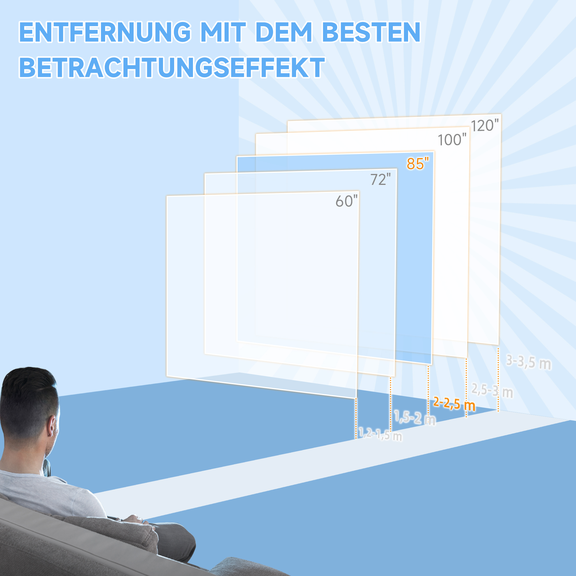 Beamer Leinwand 152 x 152 cm 85 Zoll 1:1 HD 4K Projektionsleinwand für Heimkino Büro-Präsentationen