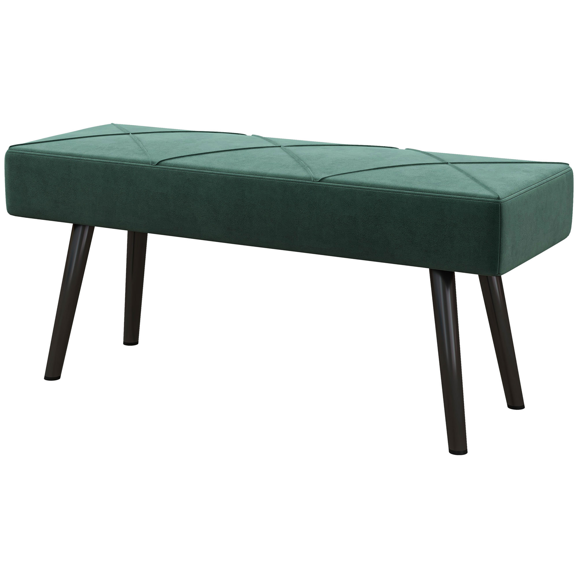 Sitzbank Polsterbank Bettbank, Samtoptik, 100 x 36 x 45 cm, Grün