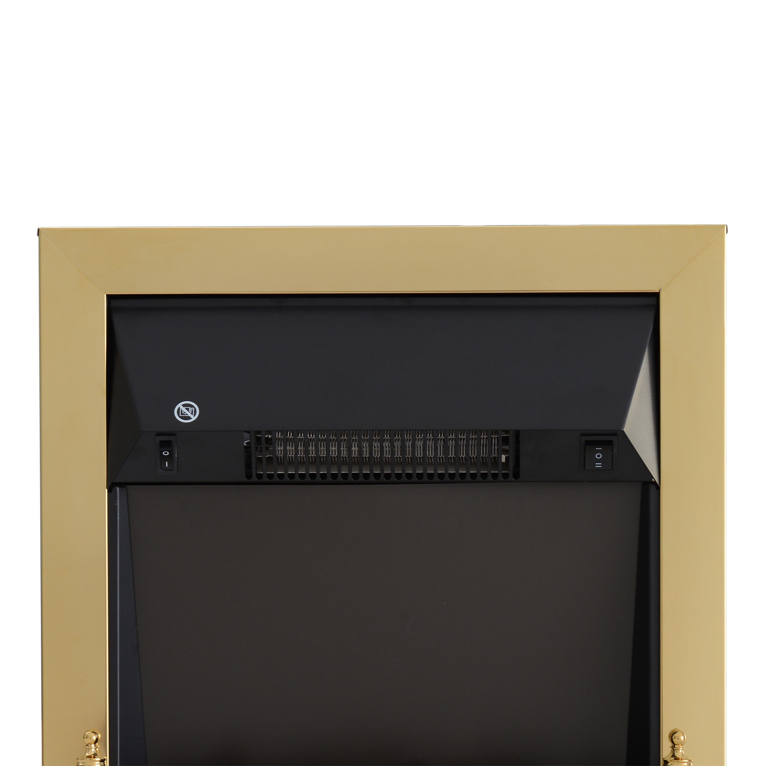 Elektrokamin mit Heizung, elektrischer Kamin mit LED Flammeneffekt, 1000/2000W Dekokamin, elektrisch Kaminfeuer Kaminofen, Gold