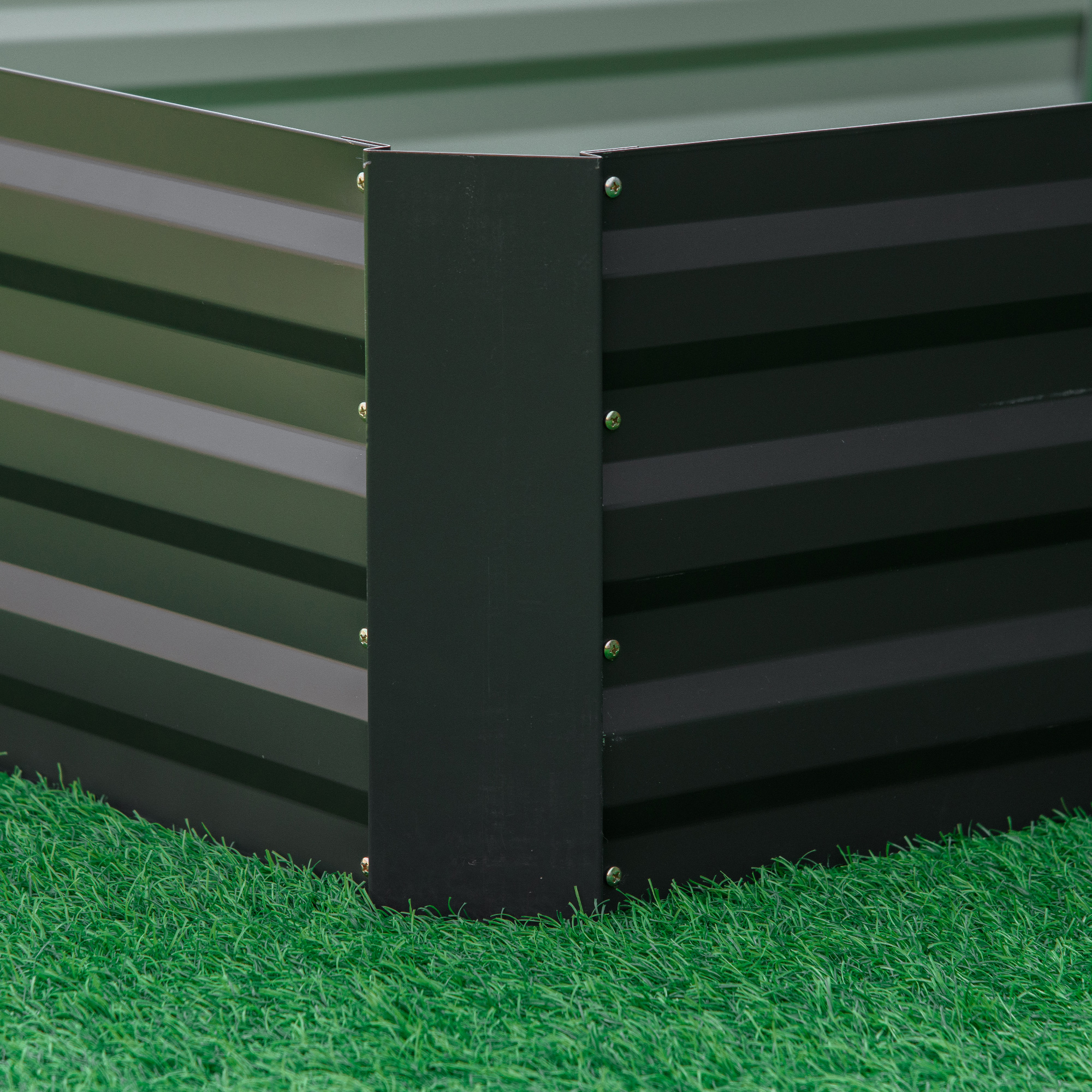 Stahl-Hochbeet, offener Boden, einfacher Aufbau, 95L x 90,5B x 29,8H cm, Grau