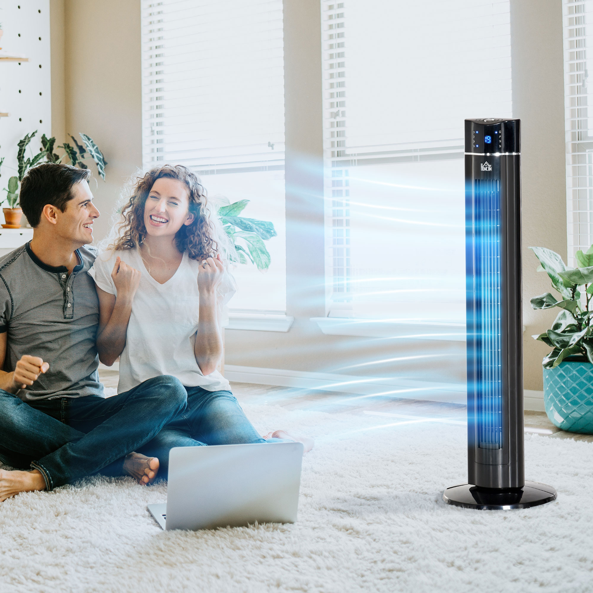 2in1-Turnmventilator Standventilator Ventilator, 32 cm x 32 cm x 106,8 cm, Schwarz