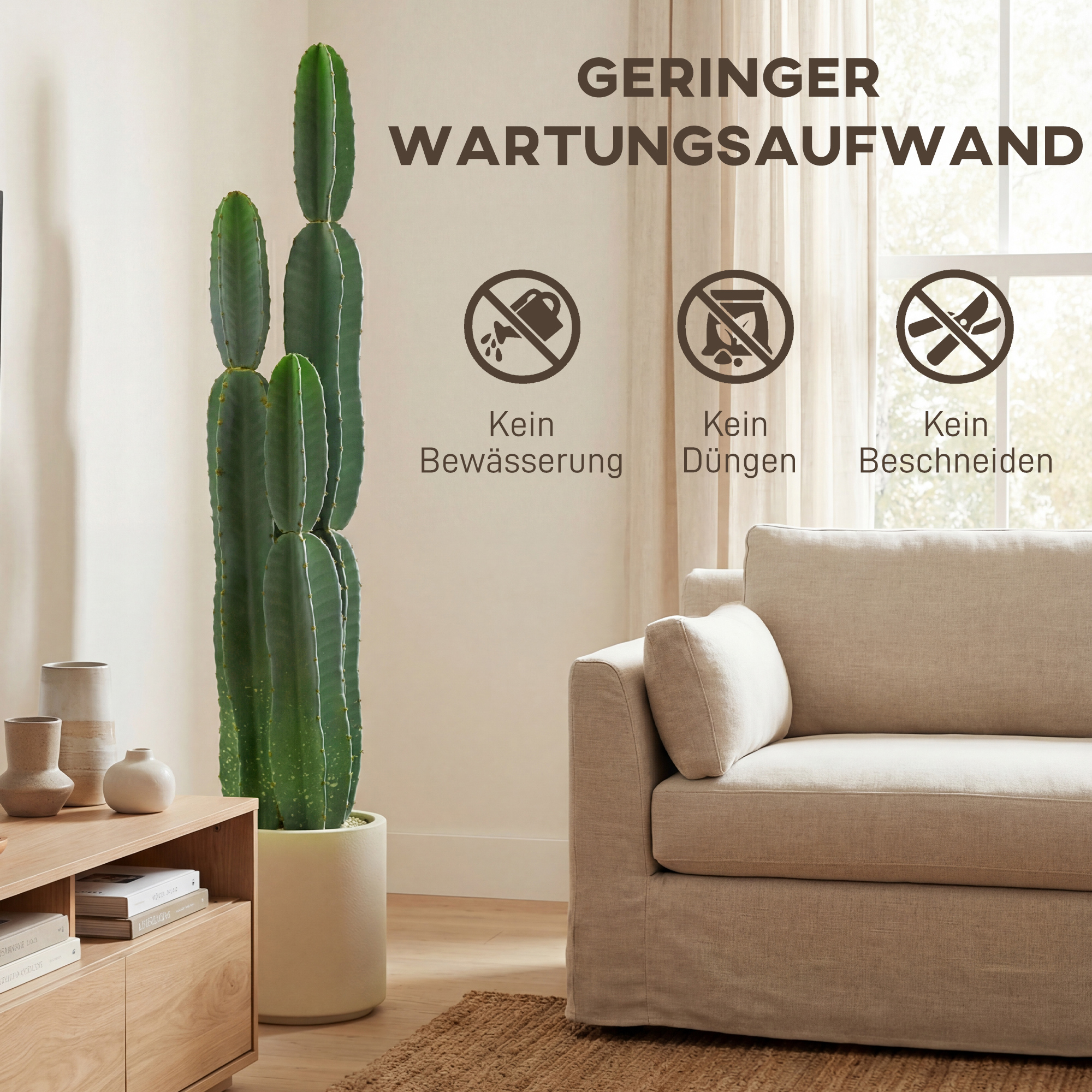 Kunstpflanze Kaktus Pflanzen groß 111 cm künstliche Pflanzen im Topf für Büro Wohnzimmer