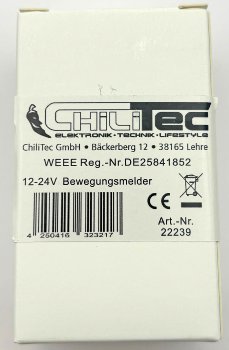 Bewegungsmelder 12-24V=, 6A, IP20, bis 8m Reichweite, 60°, 1-10min