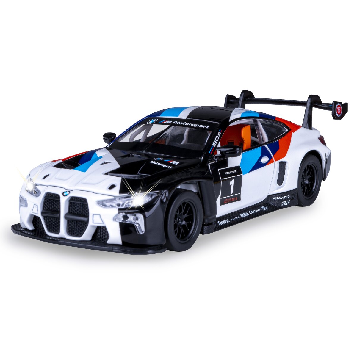 BMW M4 GT3 Diecast 1:32 weiß inkl. Knopfzellen
