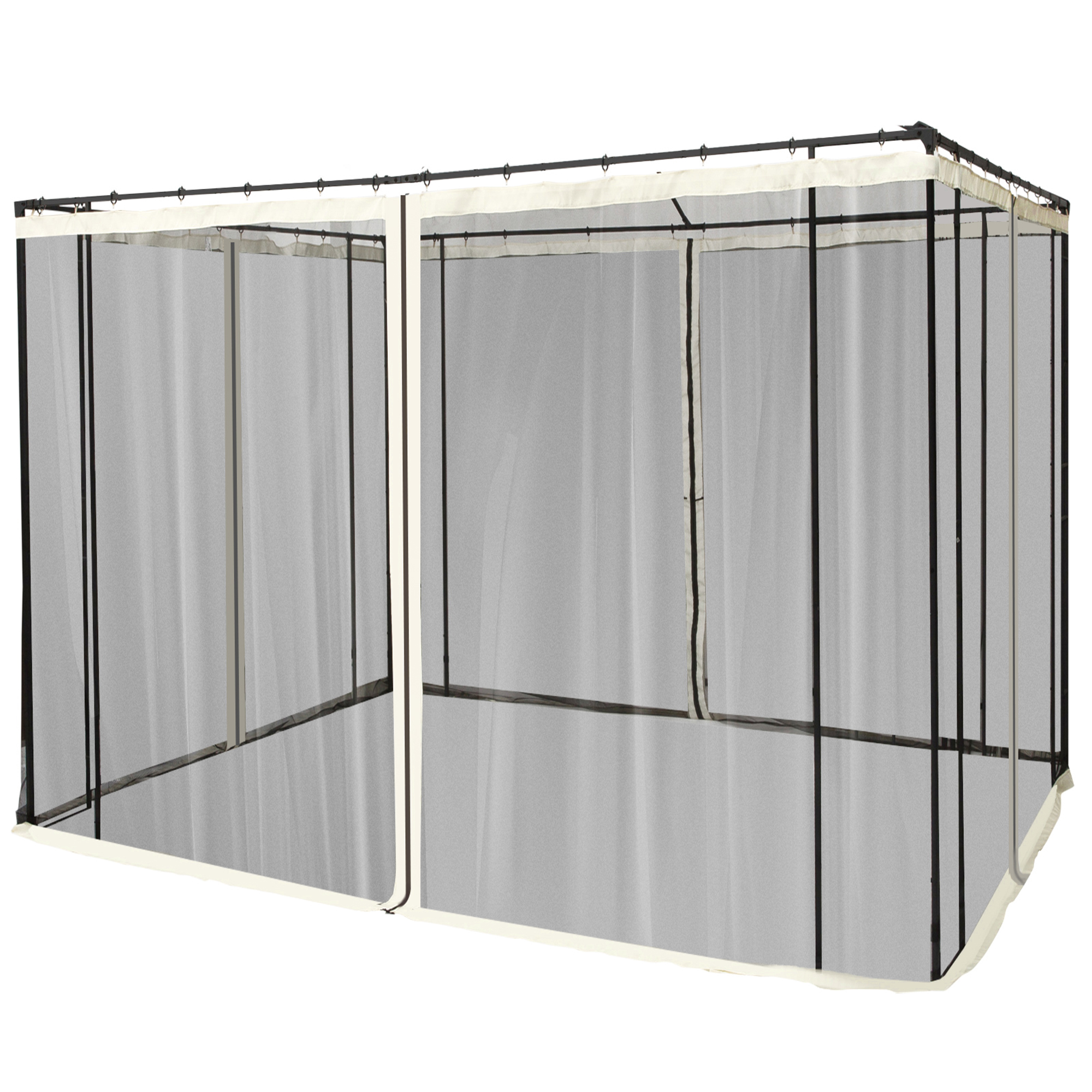 Moskitonetz für 3x3 Pavillon 4 Seitenteile Fliegennetz mit Haken Reißverschluss Mückennetz Insektenschutz Fliegengitter Nylon-Mesh Schwarz