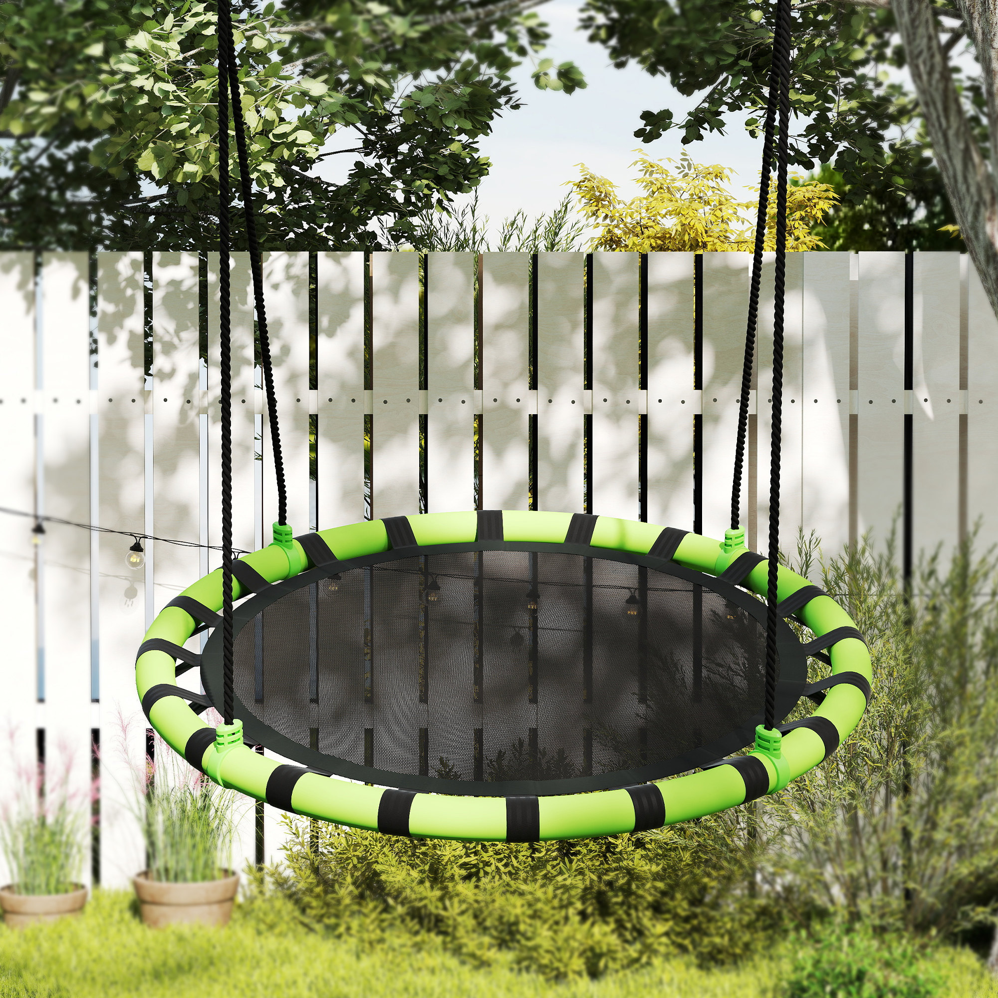 Kinderschaukel, 150 kg belastbar, Ø100 x 180H cm, Metall, Schaumstoff, Schwarz