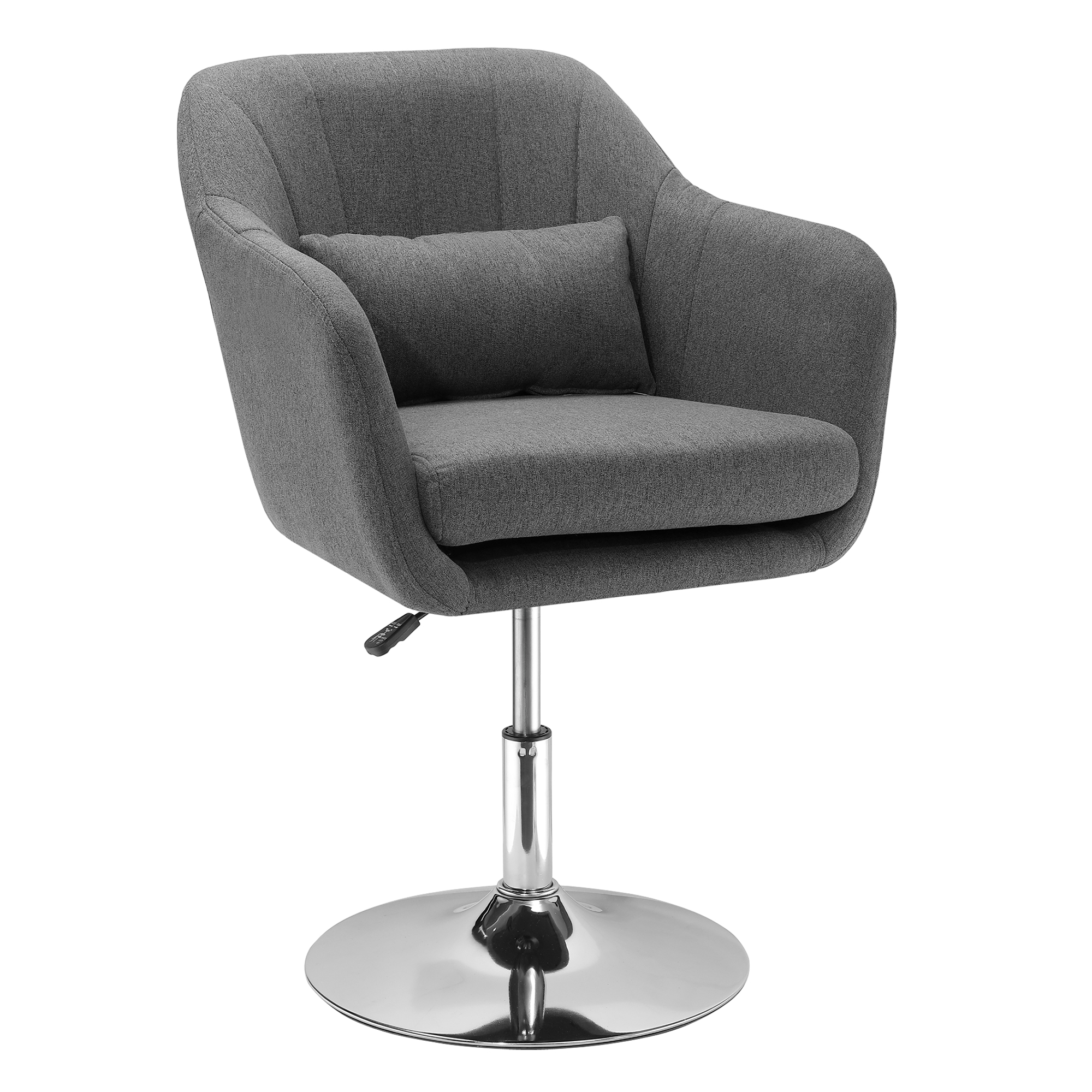 Drehstuhl, höhenverstellbarer Bürostuhl, leinenartiges Polyester, Metall, 60 x 60 x 79-91 cm, Dunkelgrau