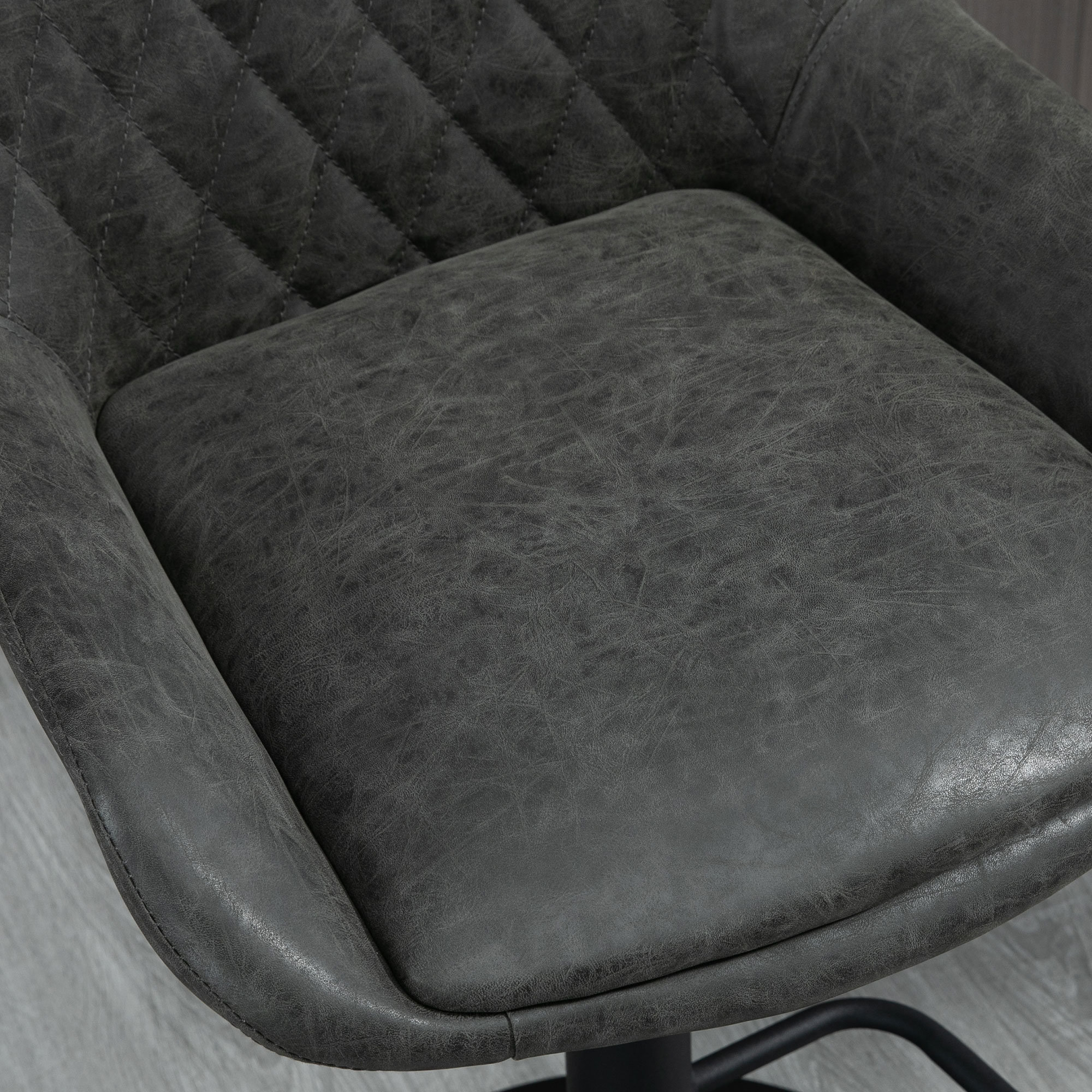 Barhocker Küchenhocker Designhocker, höhenverstellbar, mit Fußstütze, 51 cm x 59 cm x 117 cm, Dunkelgrau + Schwarz