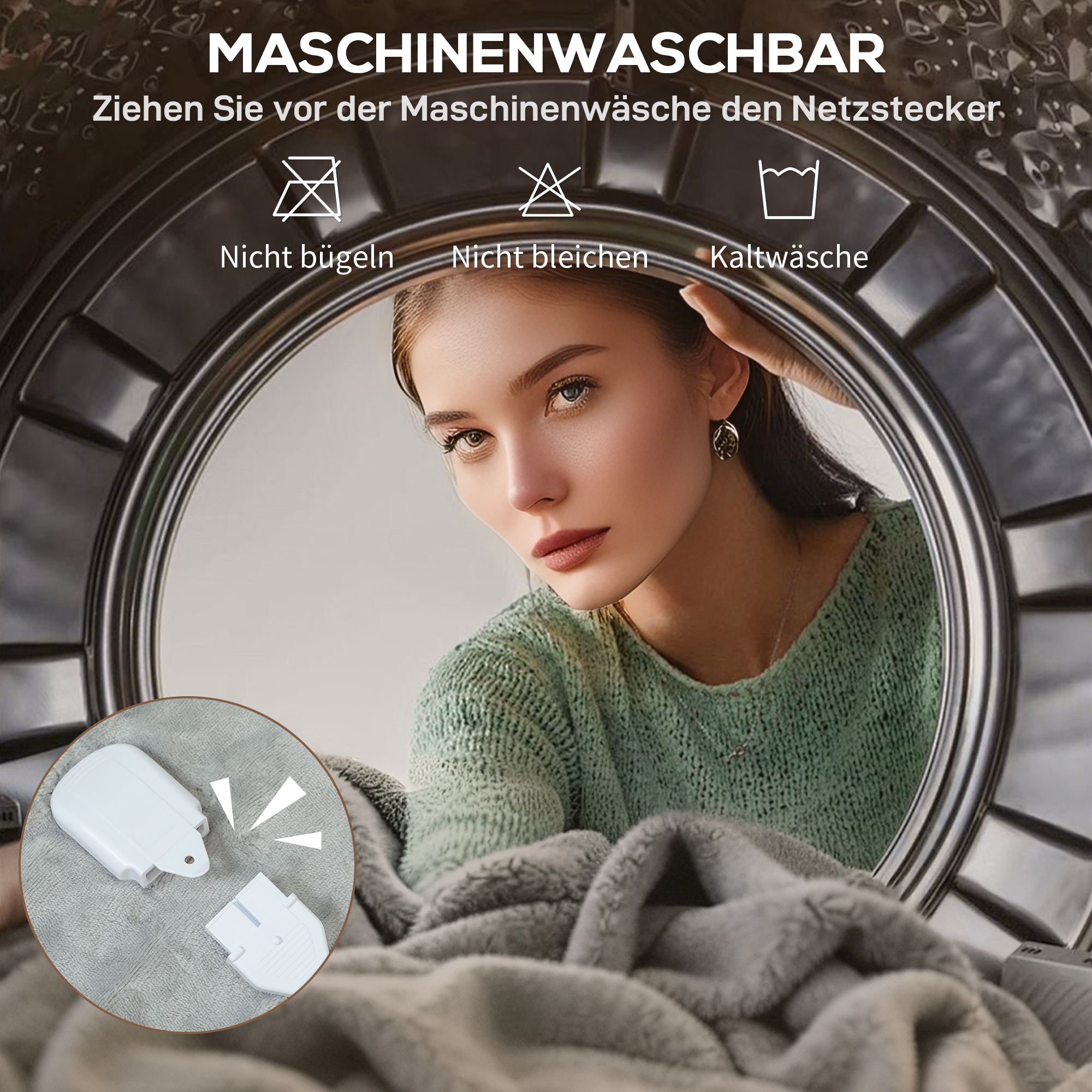 Heizdecke 180 x 130 cm Elektrische Wärmedecke mit 10 Heizstufen, 10 Stunden Timer Überhitzungsschutz LED Anzeige