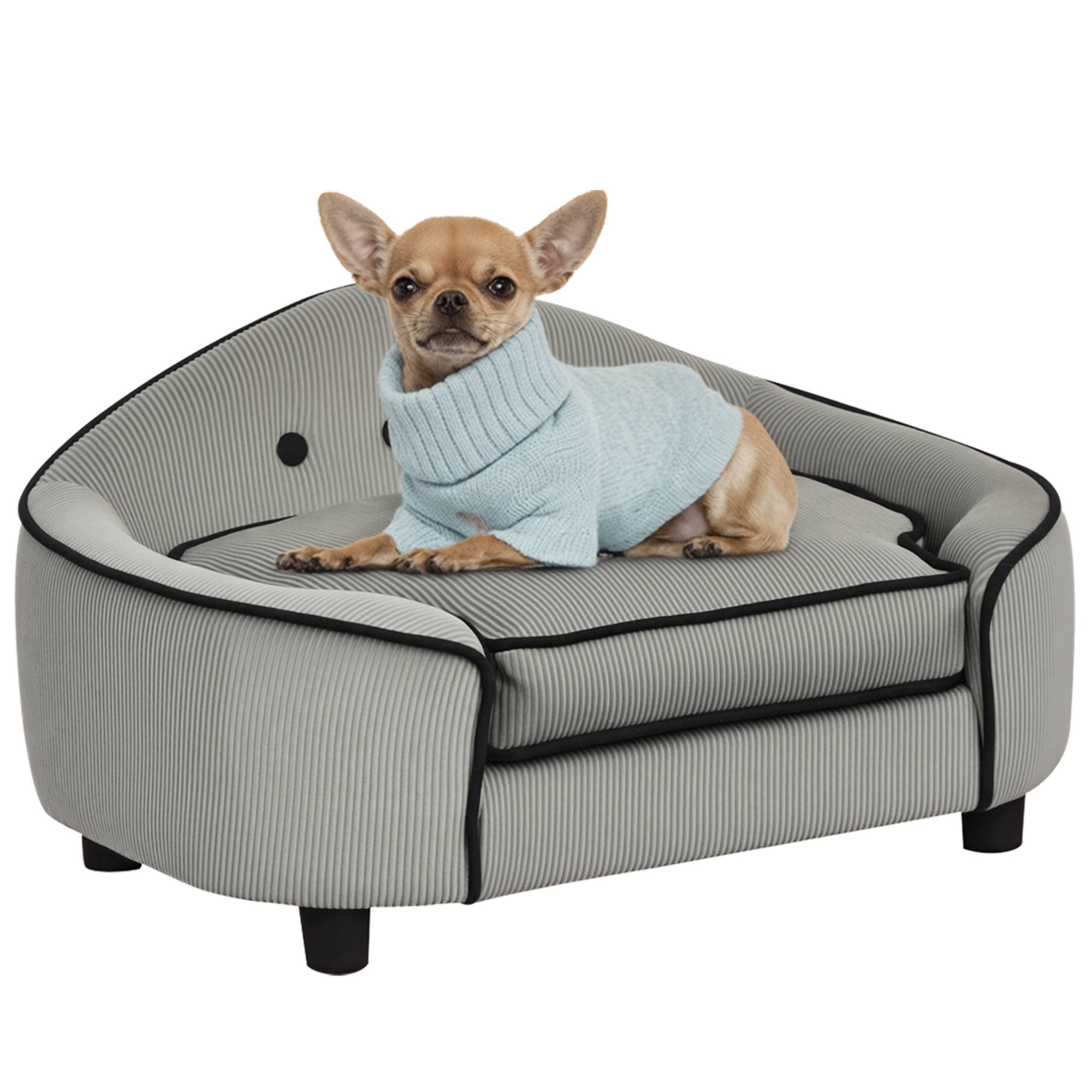 Haustiersofa, Hundebett, Hundematte, Hundesofa, Naturholz+Plüsch, Grau, 66,5 x 45 x 35,5 cm Haustiersofa, Hundebett, Hundematte, Hundesofa, Naturholz+Plüsch, Grau, 66,5 x 45 x 35,5 cm