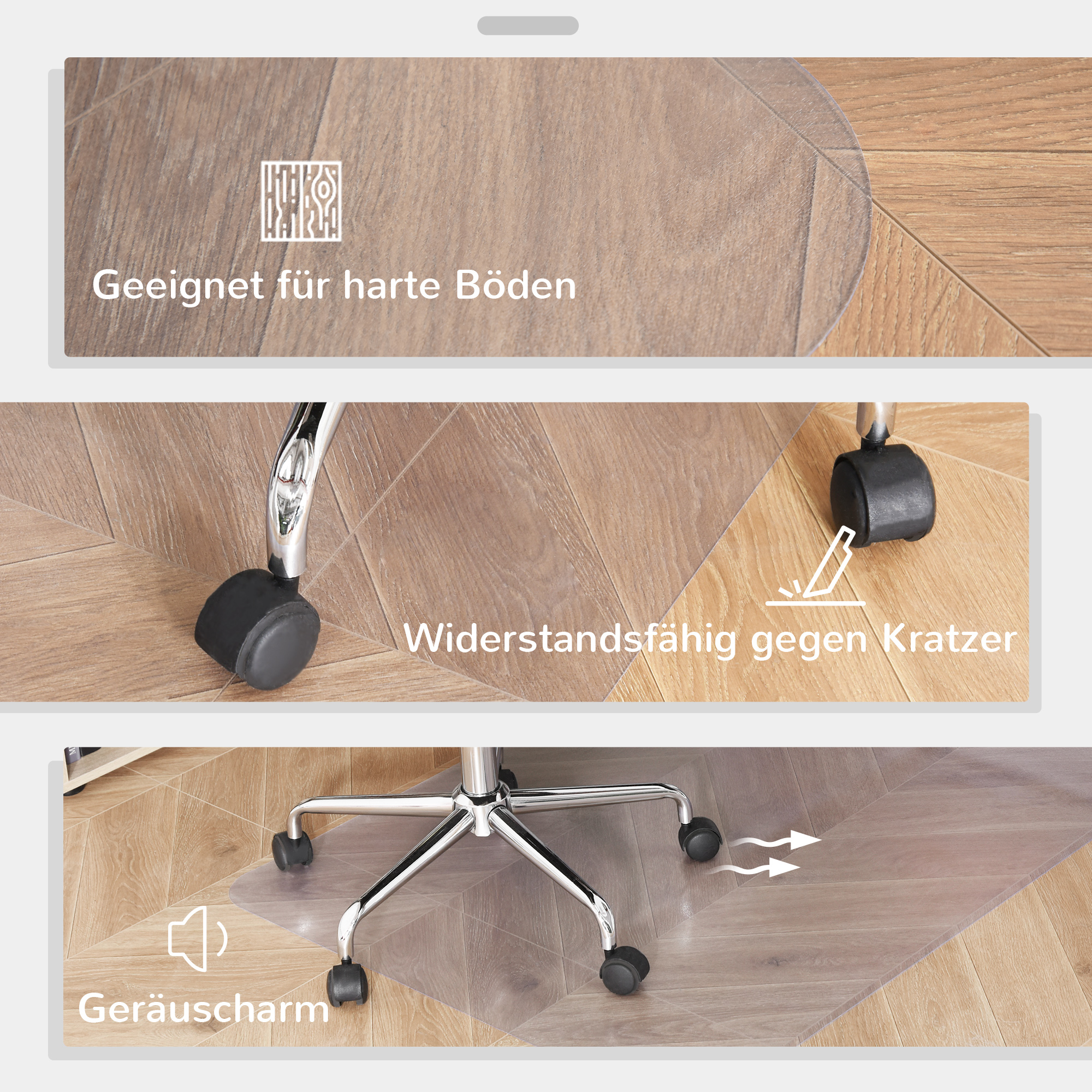 Bodenschutzmatte, rutschfest, 1,5mm dick, 90x120cm, Transparent