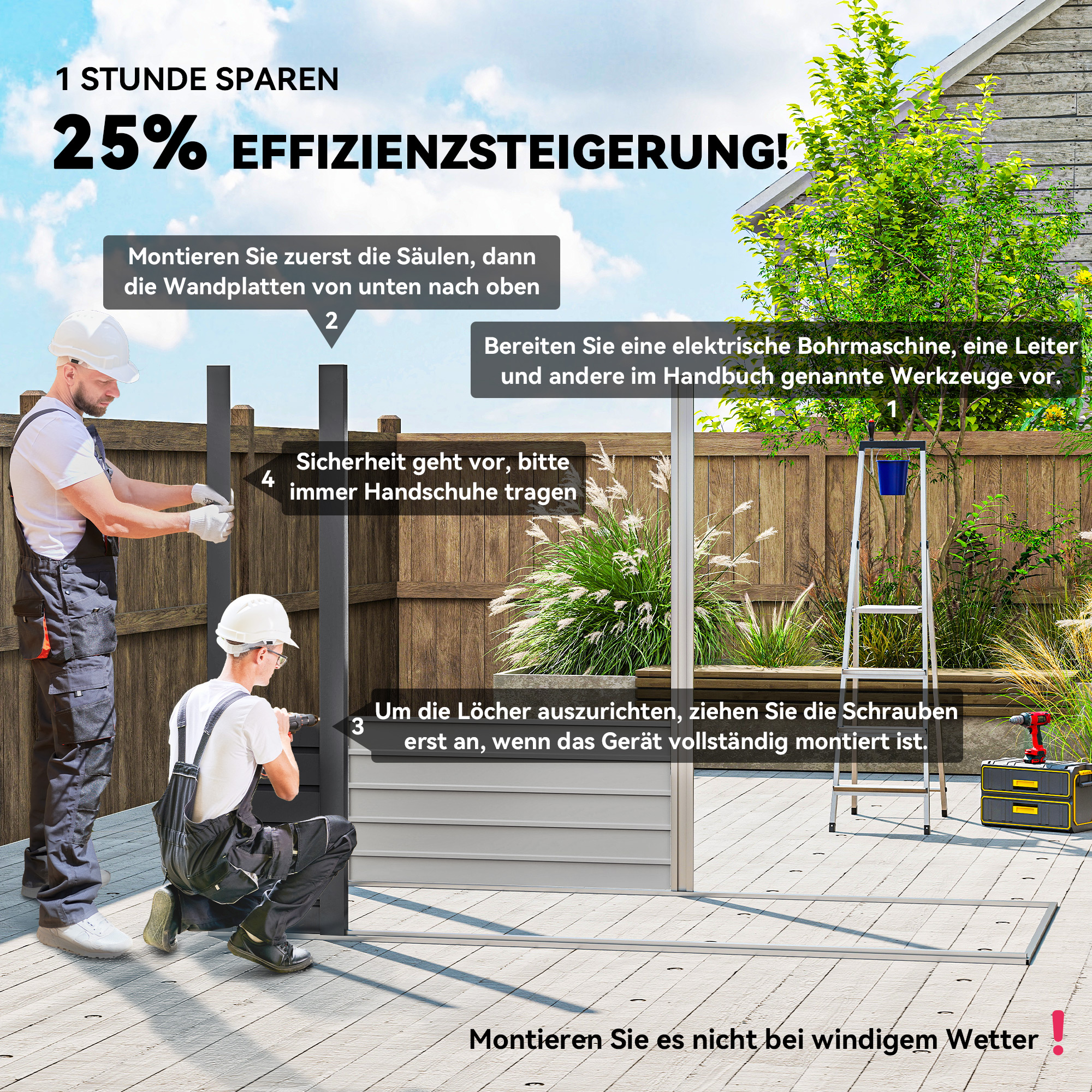 Stahlgartenschuppen, Geräteschuppen, Doppeltüren, 249B x 121T x 166/183Hcm, Grau