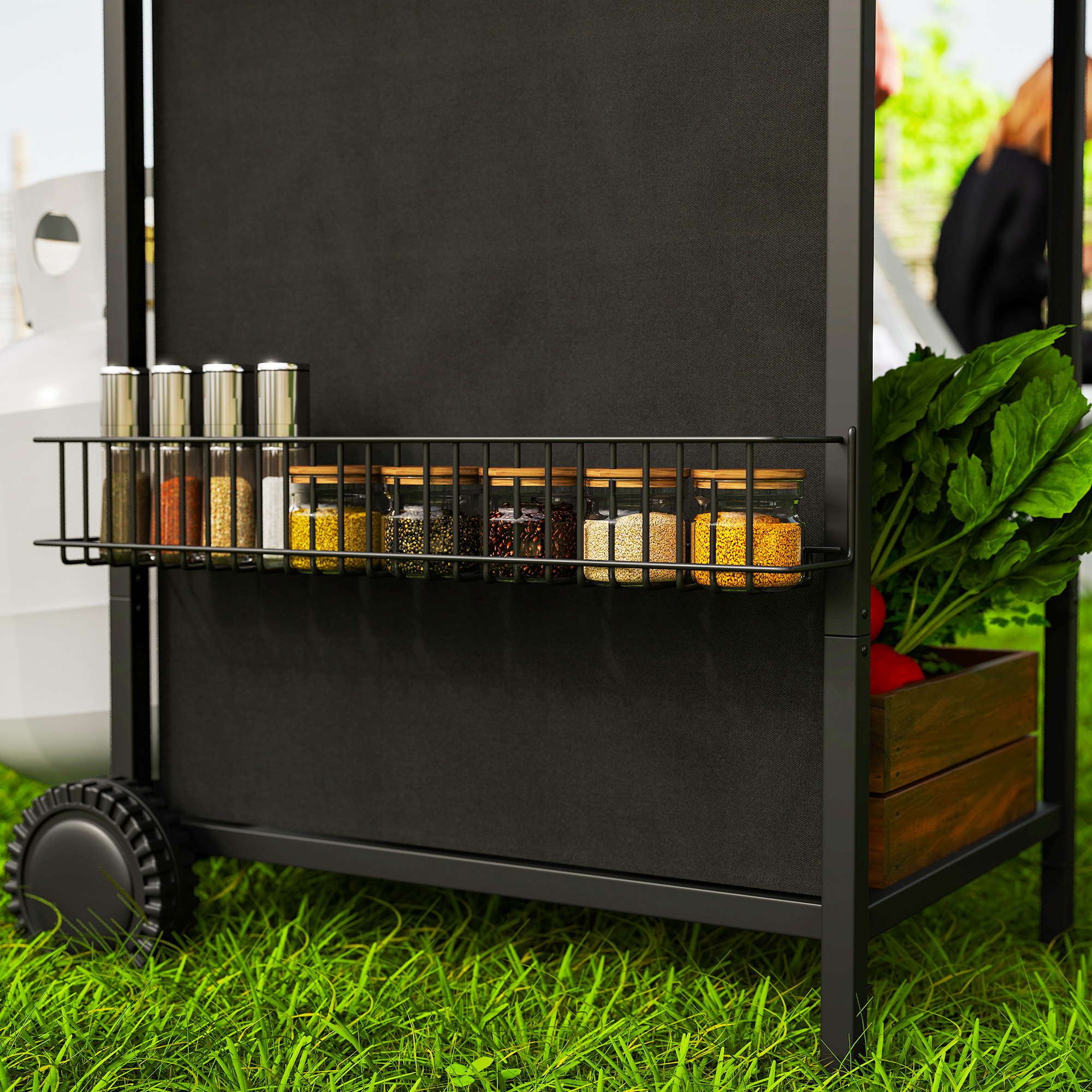 Gasgrill 7 KW Grillwagen inkl 3 Brenner Seitenkocher Rolle Deckel 107 x 54 x 96 cm Schwarz