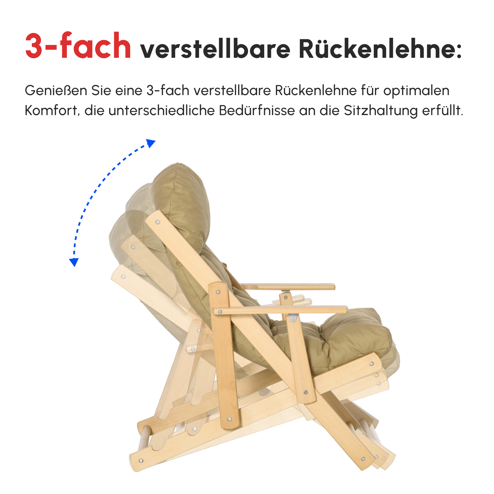 Akzentsessel, Relaxsessel, verstellbare Rückenlehne, Buchenholzrahmen, bis 120 kg, Braun