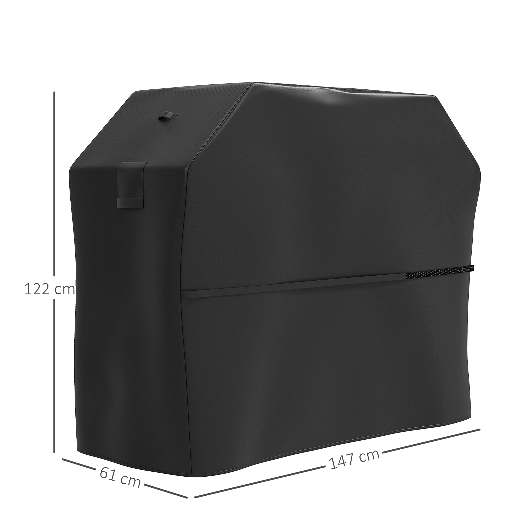 Grillabdeckung BBQ Abdeckung Abdeckhaube mit Klettverschlüssen Schwarz, 147 x 61 x 122cm
