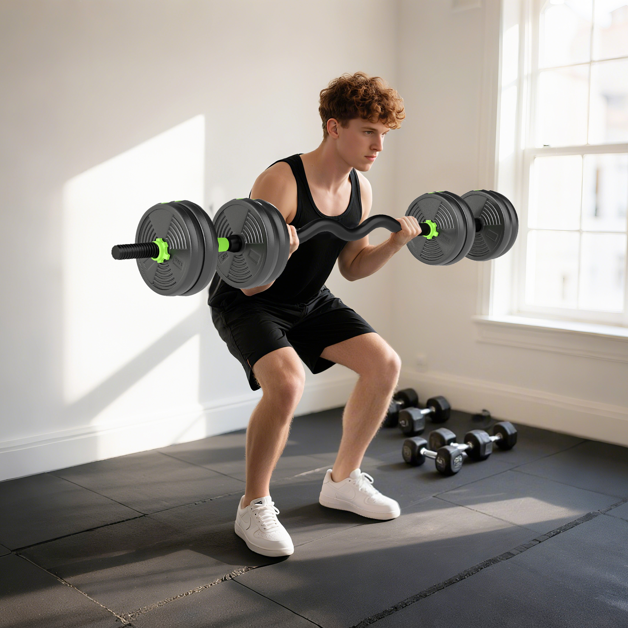Hantelset verstellbar 15 KG Kurzhantel Set Kurzhanteln Langhanteln Hanteln Set für Krafttraining