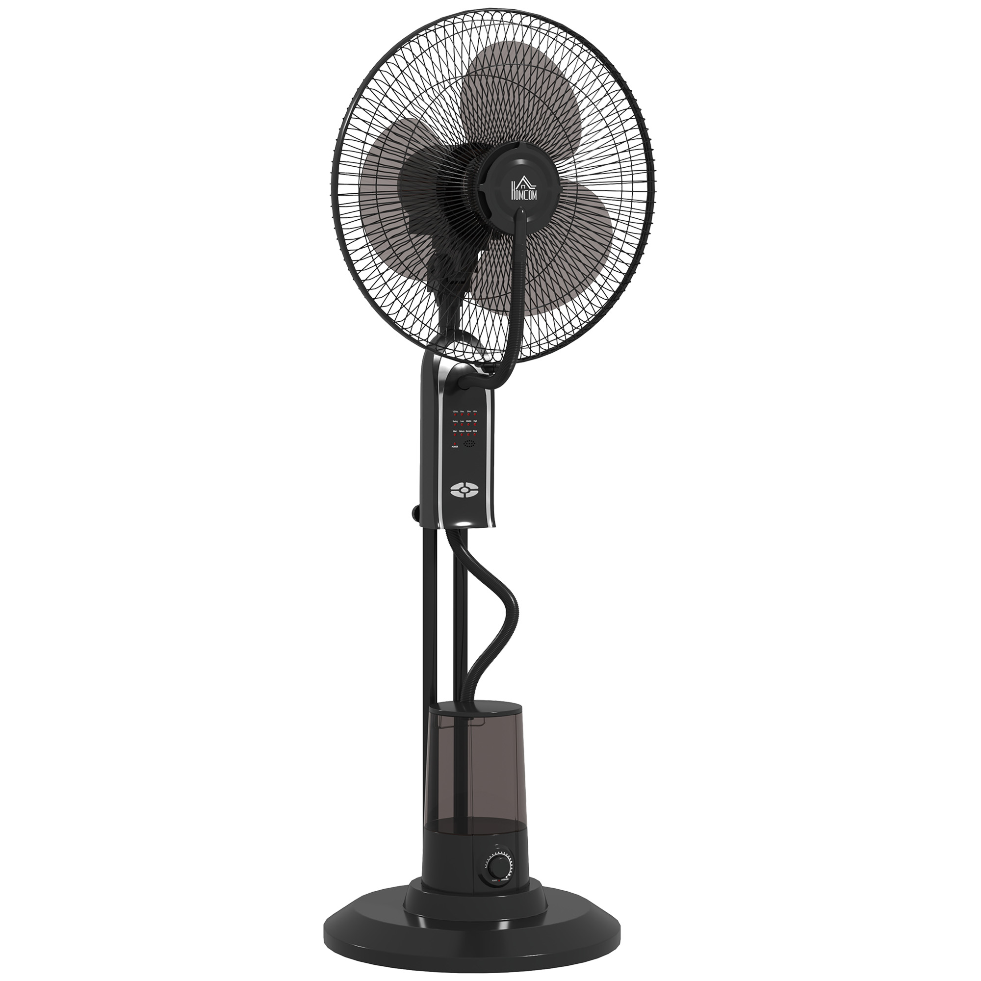 Ventilator mit Wasserkühlung, Luftbefeuchter, 10° Neigbar 70° Oszillierend 3 Geschwindigkeitsstufen 75W, Schwarz