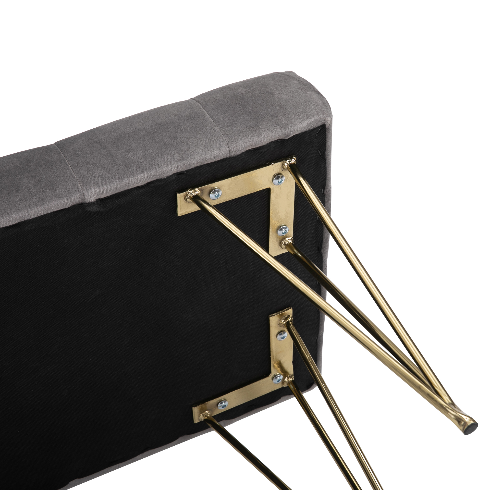 Sitzbank Polsterbank Pianobank Schuhbank mit Samtoptik Bettbank Klavierbank für Schlafzimmer, Wohnzimmer, Flur, Metall Grau 116 x 44,5 x 49 cm