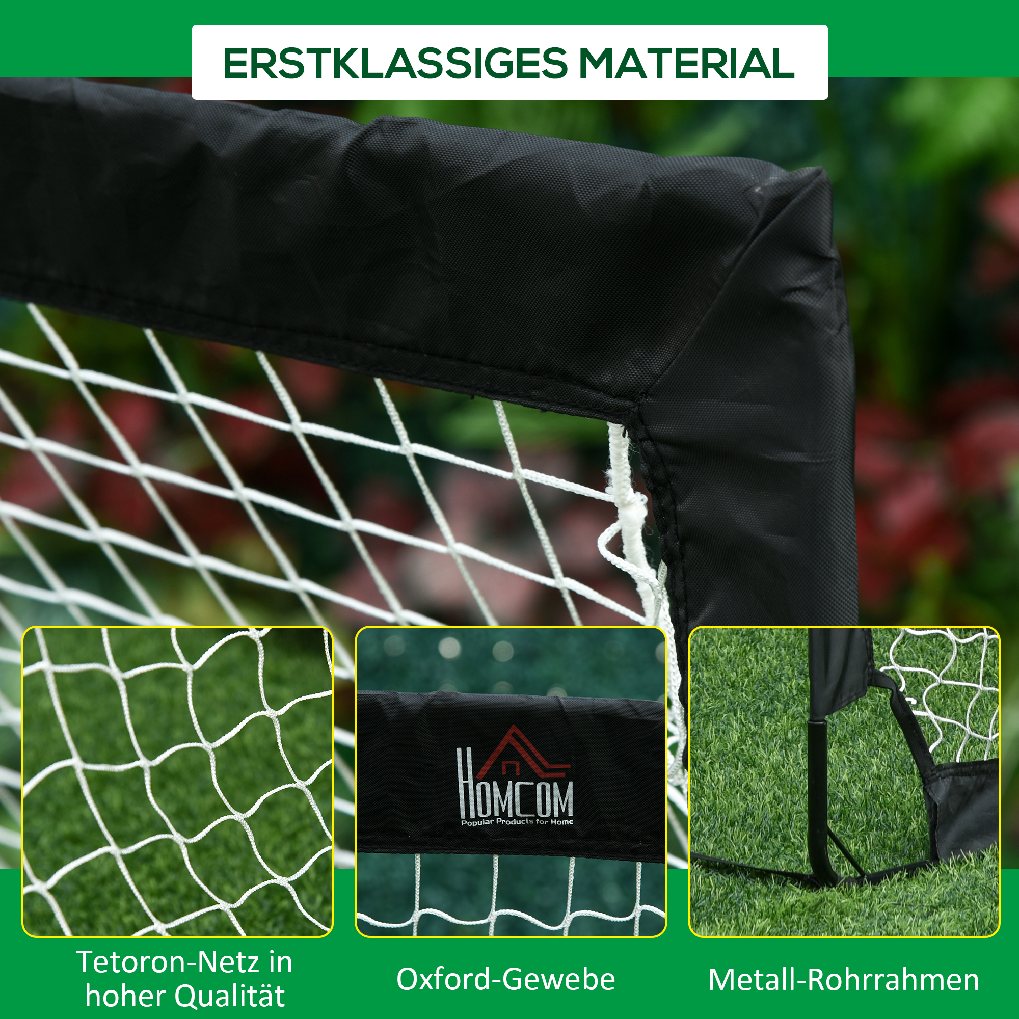 Fußballtor 2er Set faltbar 183 x 90 x 90 cm wetterfest mit Tragetasche Outdoor Fußball Tore für Erwachsene Fußballtore für Freizeit Garten Training Schwarz
