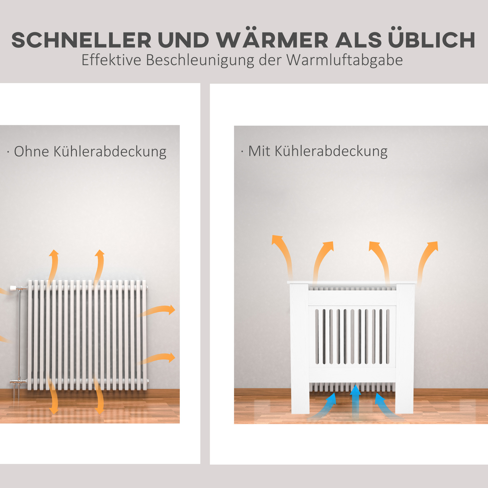 Heizkörperverkleidung, Heizungsabdeckung, 78 x 19 x 81cm, Heizkörper-Abdeckung für Schlafzimmer, Wohnzimmer, MDF, Weiß