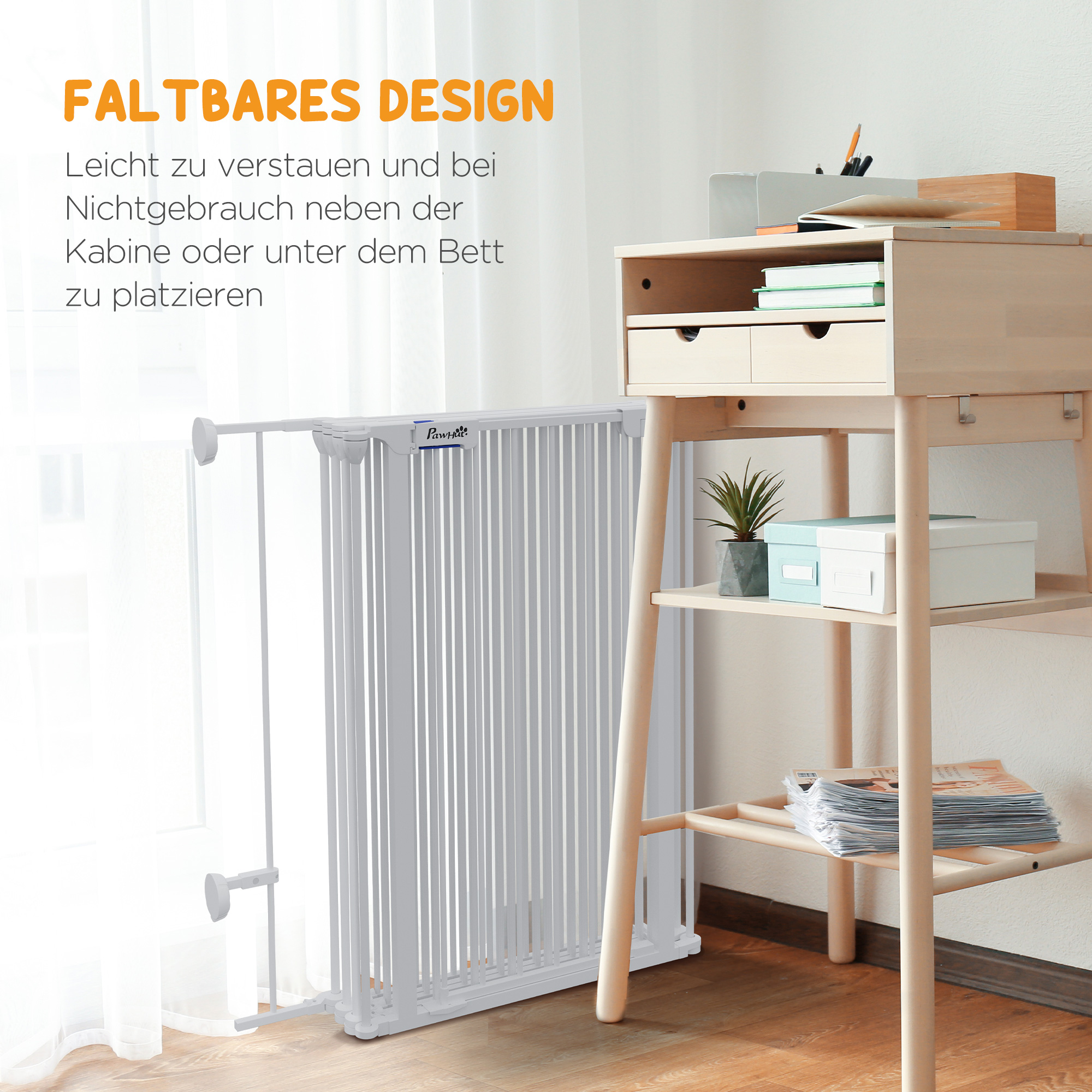 Welpenauslauf, modulares Design, klappbar, Stahlrahmen, für Innen, weiß, 90 x 123 x 102cm