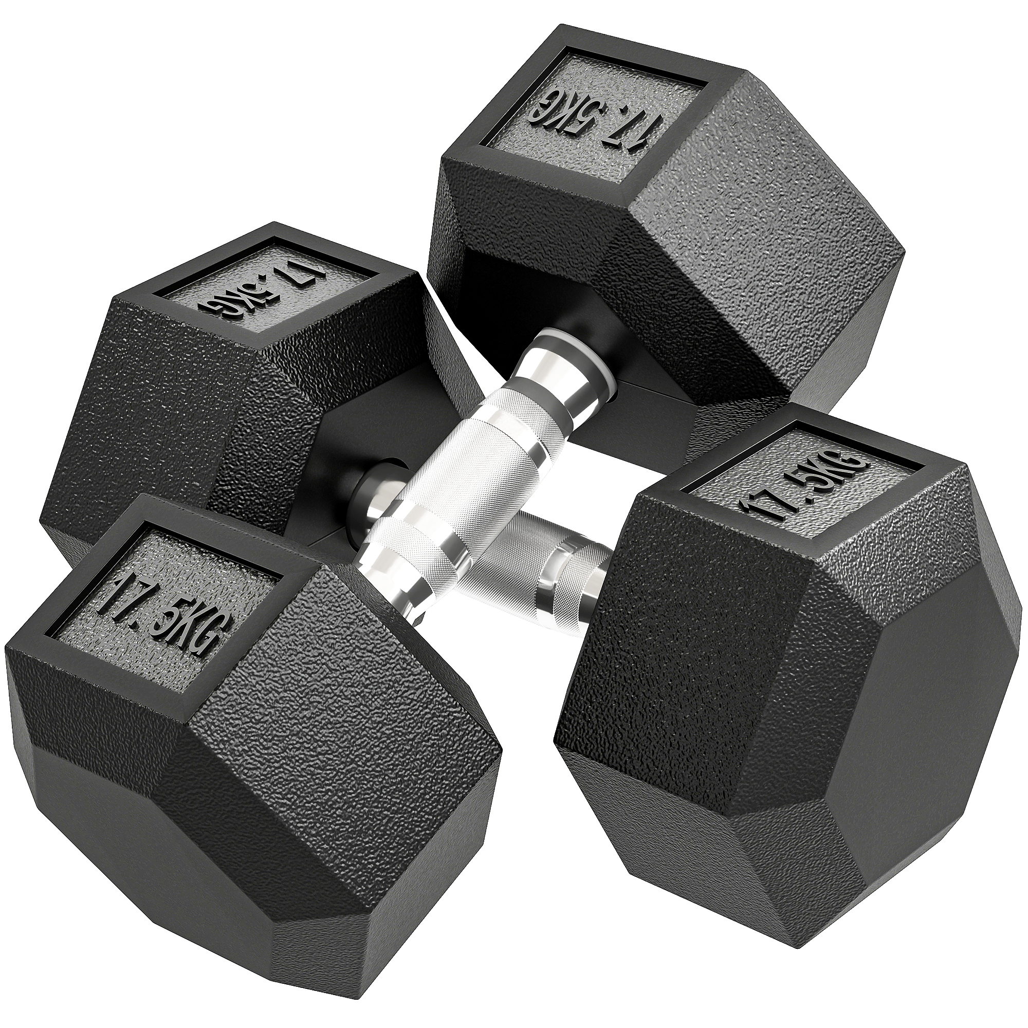Kurzhantel, 35 kg Hantel, Hantel, Gewicht, Anti-Rutsch-Griff, Schwarz + Silber