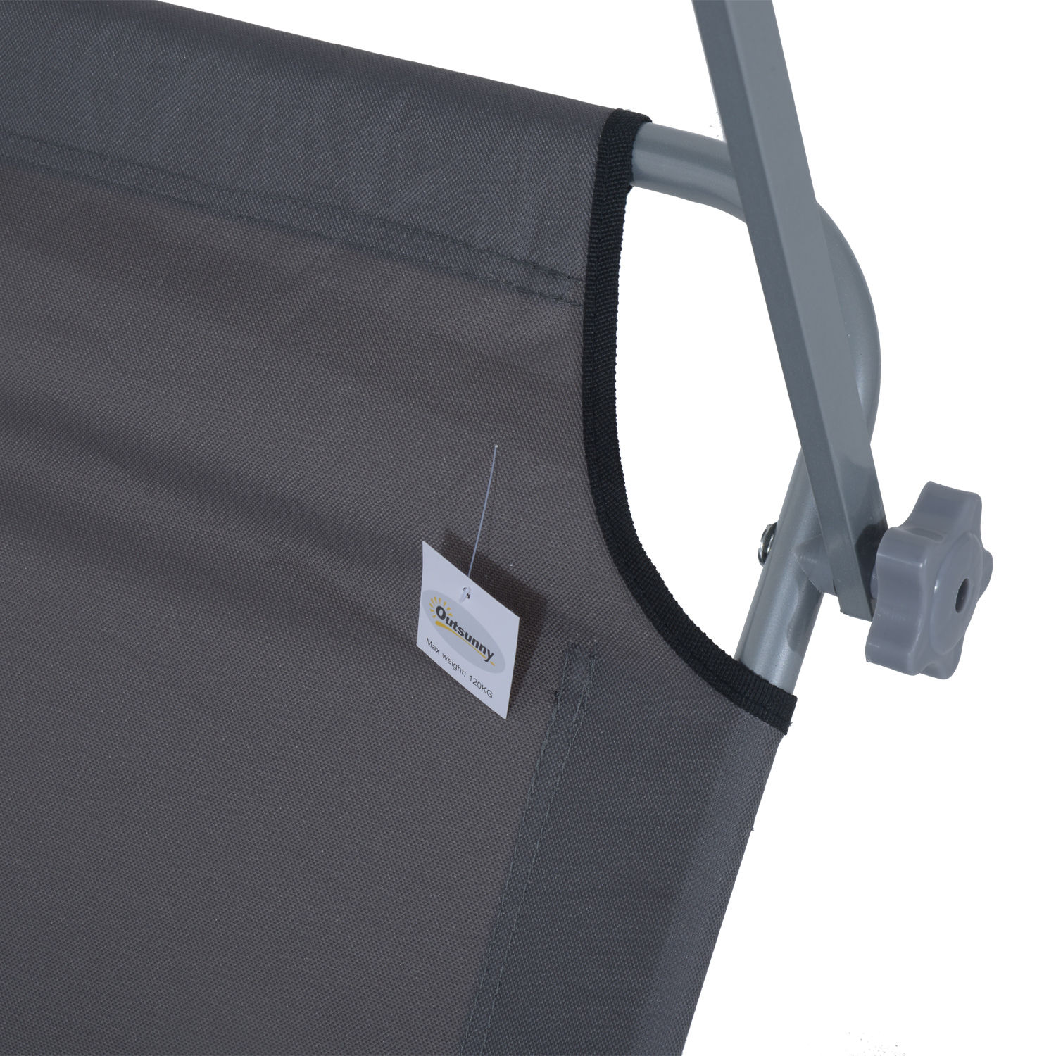 Sonnenliege klappbar Gartenliege mit Sonnenschutz Wellnessliege mit 4-Fach verstellbare Rückenlehne Strandliege bis 120kg belastbar für Garten, Balkon und Pool geeignet, 6 Farben(Grau )