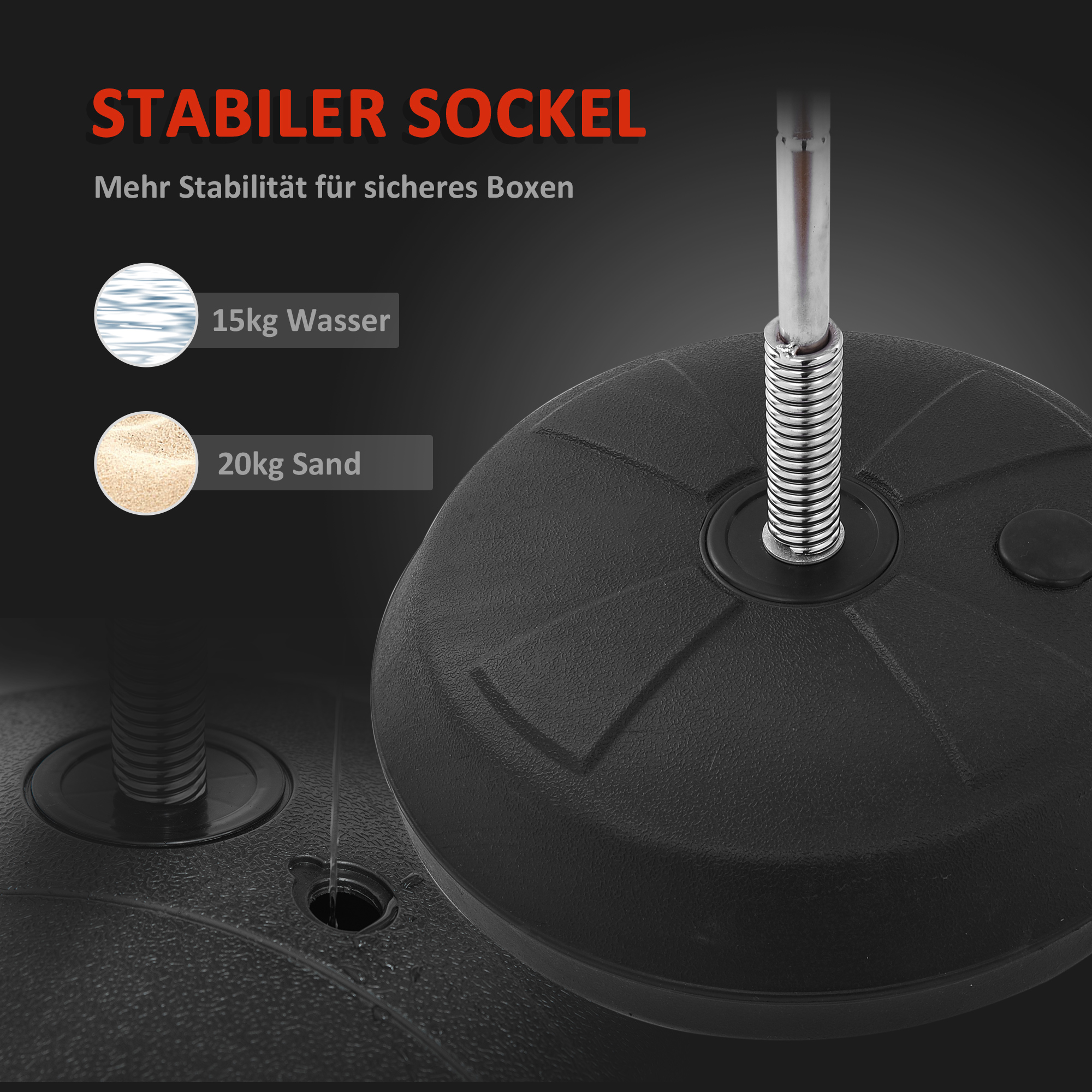 Punchingball Set Standbox Training Set 125/131/138/145cm höhenverstellbar mit 1 paar Handschuhe 1 Pump Geeignet für Profis und Anfänger Rot