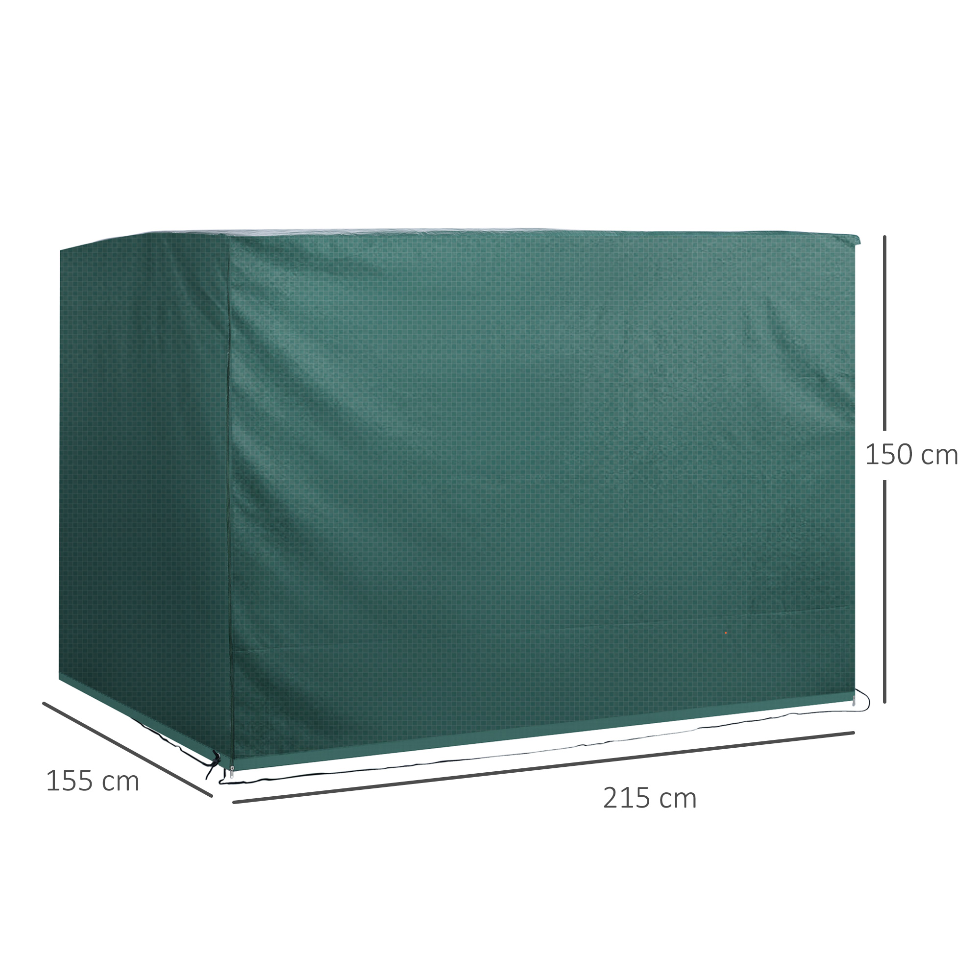 Hollywoodschaukel Abdeckung 3 Sitzer, Wasserdicht Winterfest Schutzhülle für Gartenschaukel, Winddicht UV-Beständig Abdeckplane für Gartenmöbel, Hängesessel, 215 x 155 x 150 cm Grün