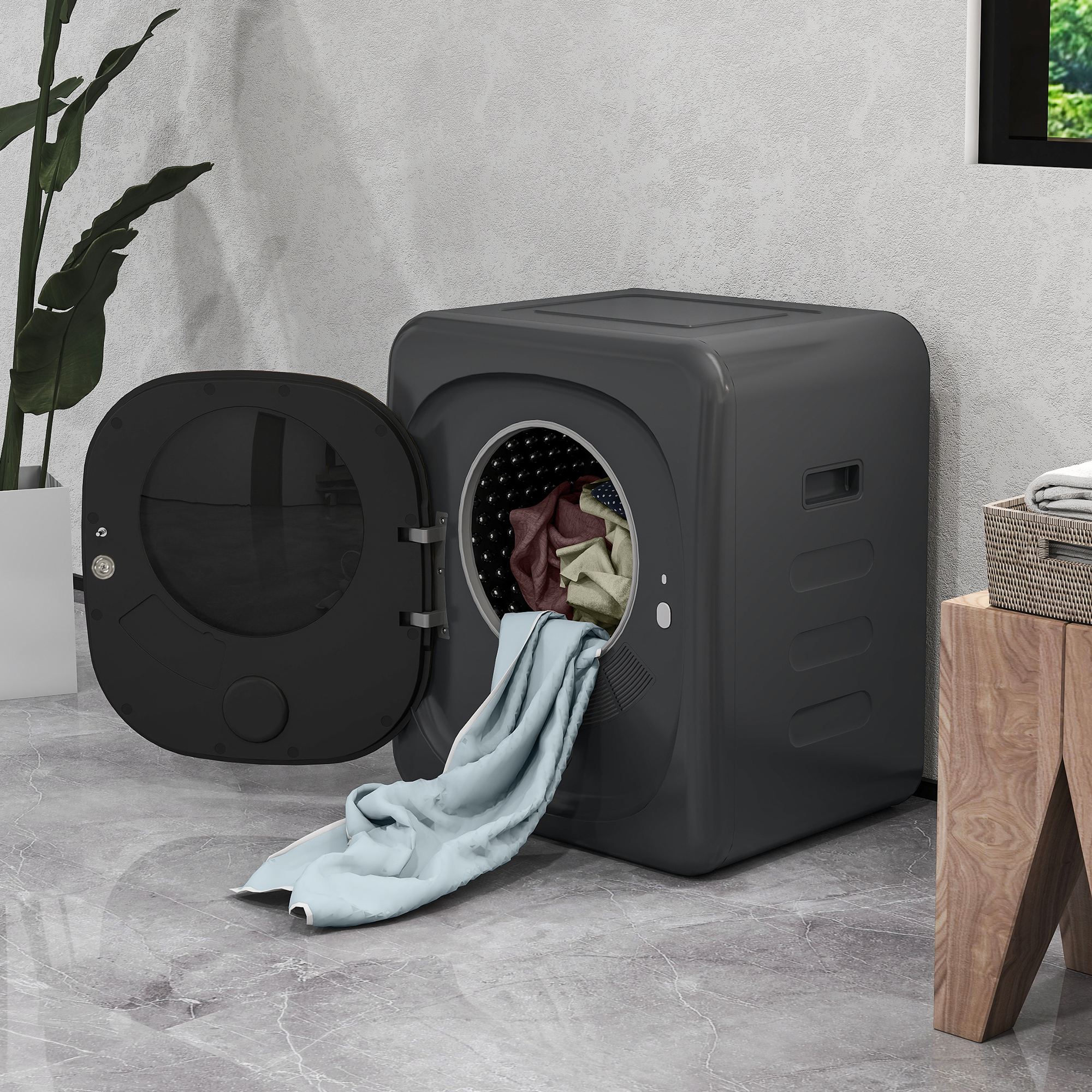 Wäschetrockner mit UV-Desinfektion, kompakte Bauweise, 4 kg Kapazität, Edelstahl, Grau