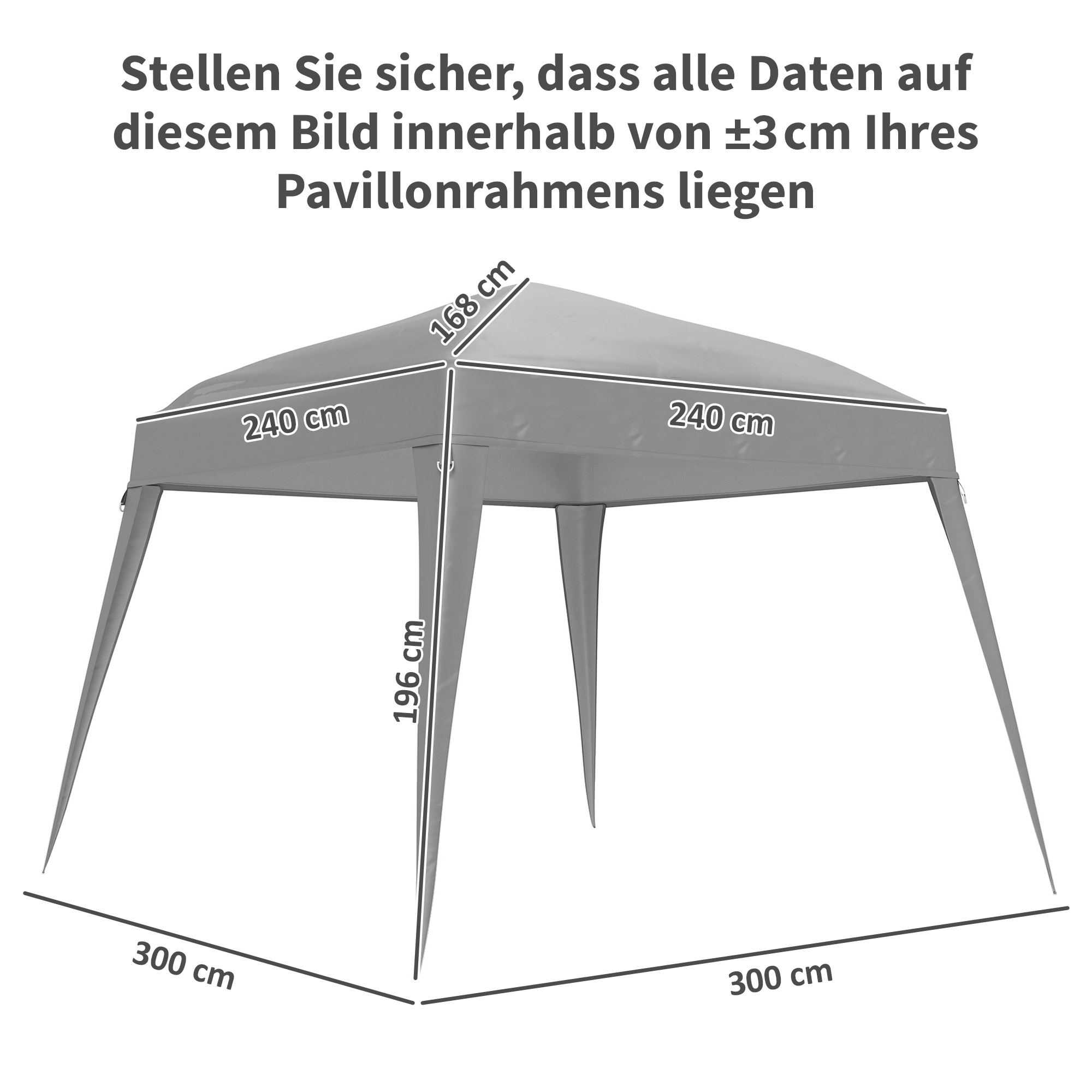 Pavillon-Ersatzdach, Ersatzplane für 3 x 3 m Gartenpavillon, Gartenzeltdach-Ersatz, UPF50+, Oxford-Stoff, Hellgrau