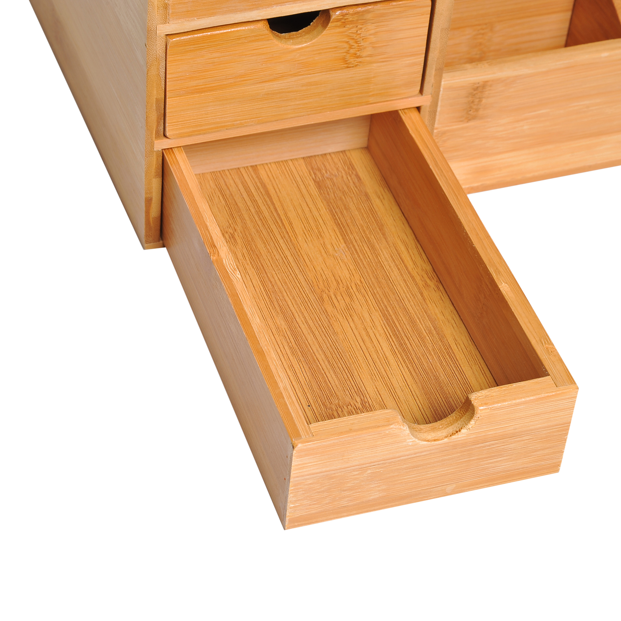 Schreibtischorganizer Aufbewahrungsbox Büro Box Organisation 2 Schubladen Natur L33 x B20,5 x H15,5 cm