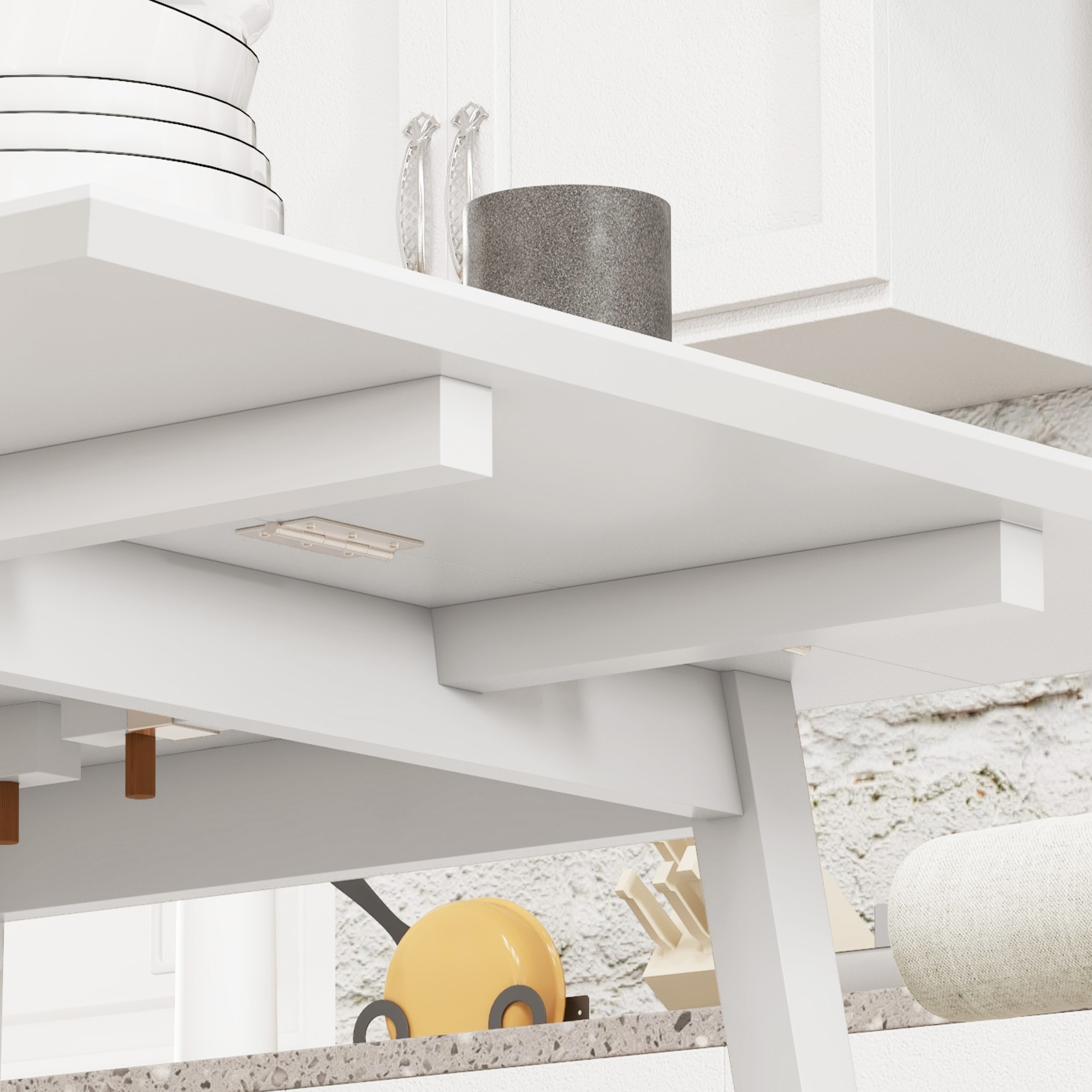 Esstisch Klapptisch Küchentisch, 2 aufklappbare Flächen, 110 x 86 x 75 cm, Weiß