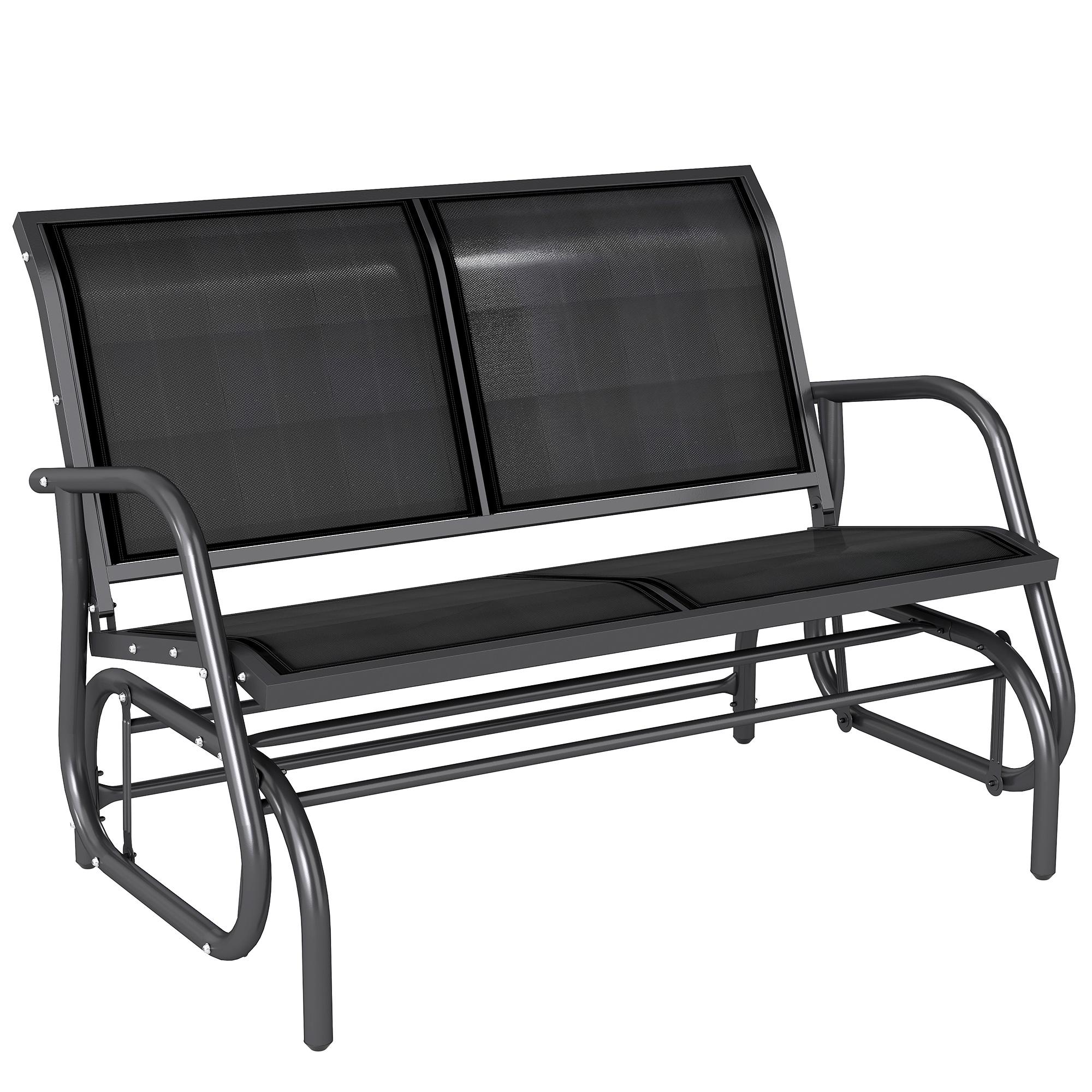 Schaukelstuhl Gartenbank mit Schaukelmechanismus bis 200 kg belastbar 120 x 70 x 85 cm Schwarz