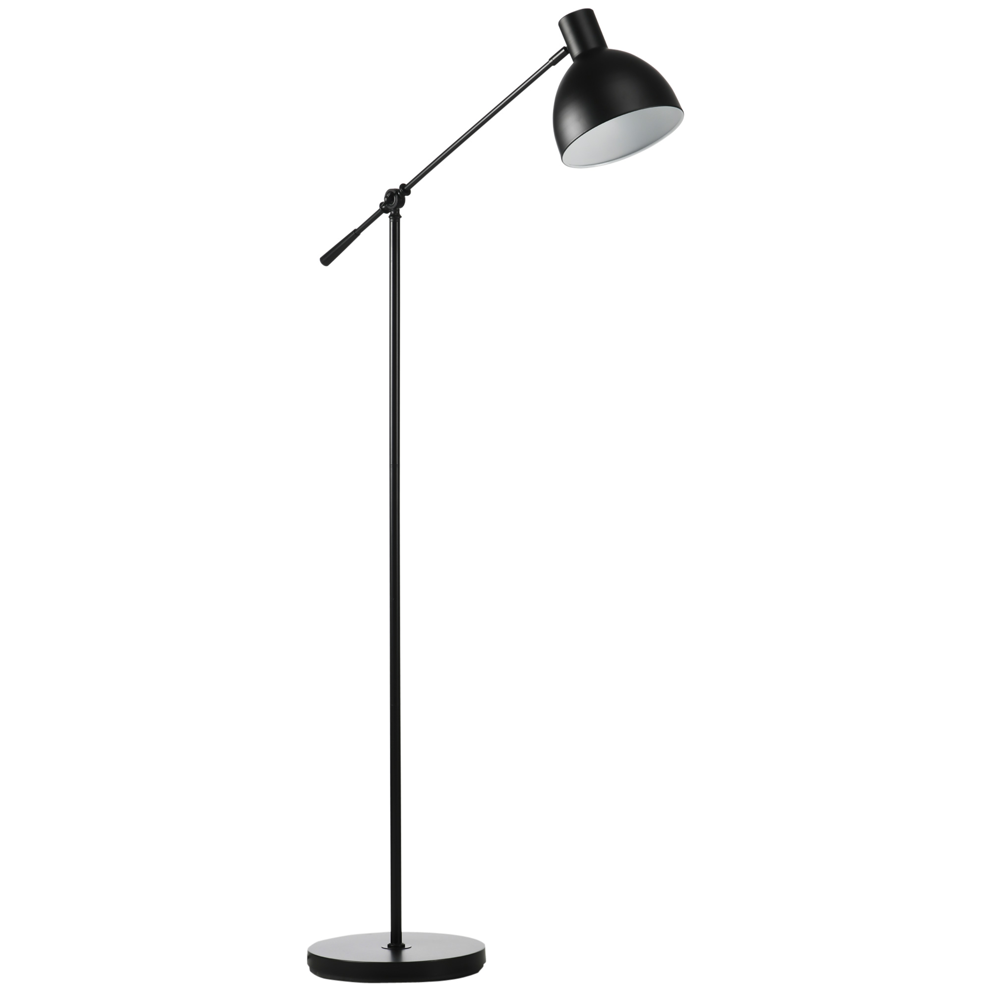Stehleuchte im Industriedesign, höhenverstellbar, Bodenschalter; 30 m x 30 cm x 131 cm, Schwarz