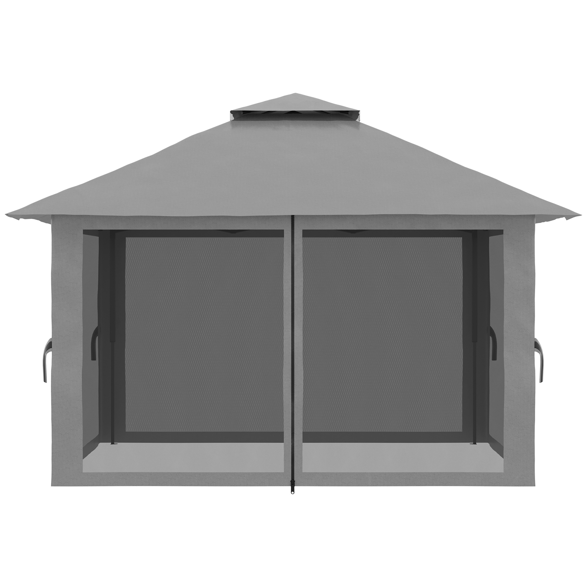 Faltpavillon, höhenverstellbar, 4 Netzwände, Lüftungsdach, Tragetasche, Schnellaufbau, dunkelgrau, 4 x 4 x 3 m