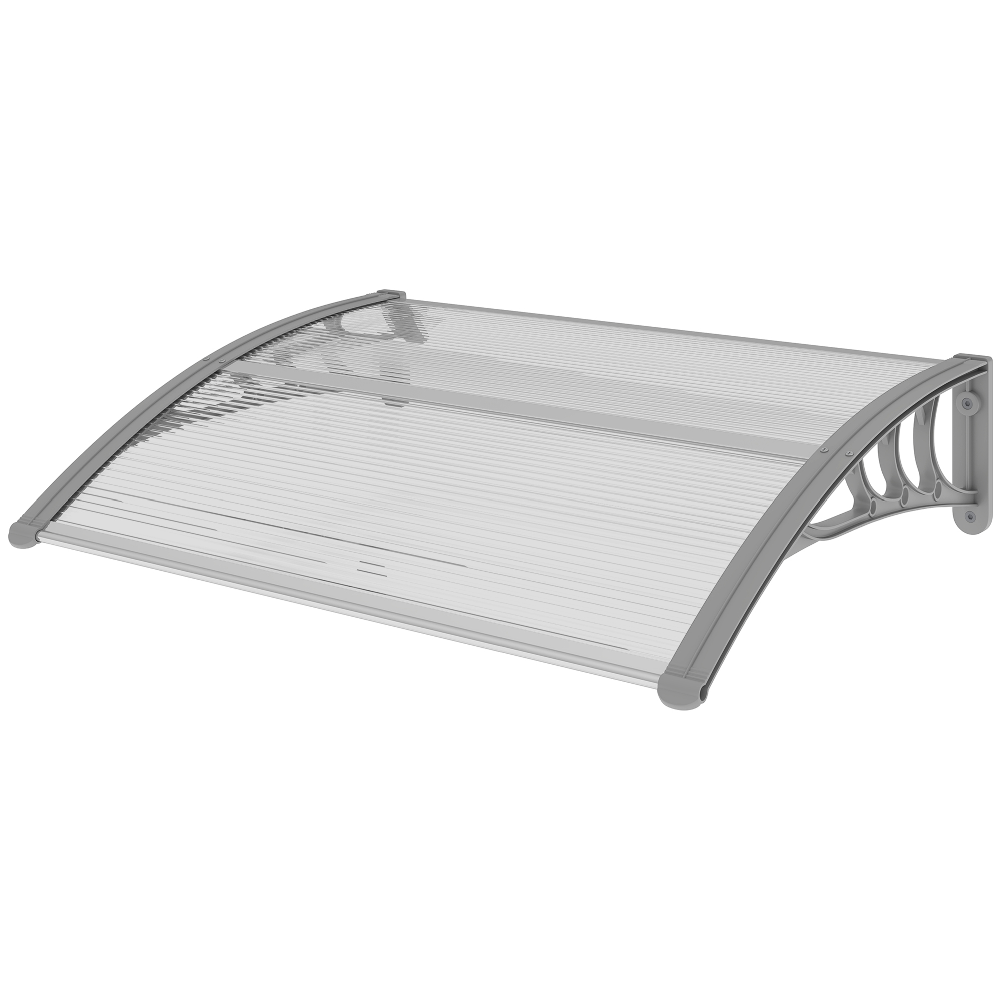 Vordach, Haustürvordach, Überdachung für Eingänge und Fenster, 100L x 75B x 23H cm, Silber