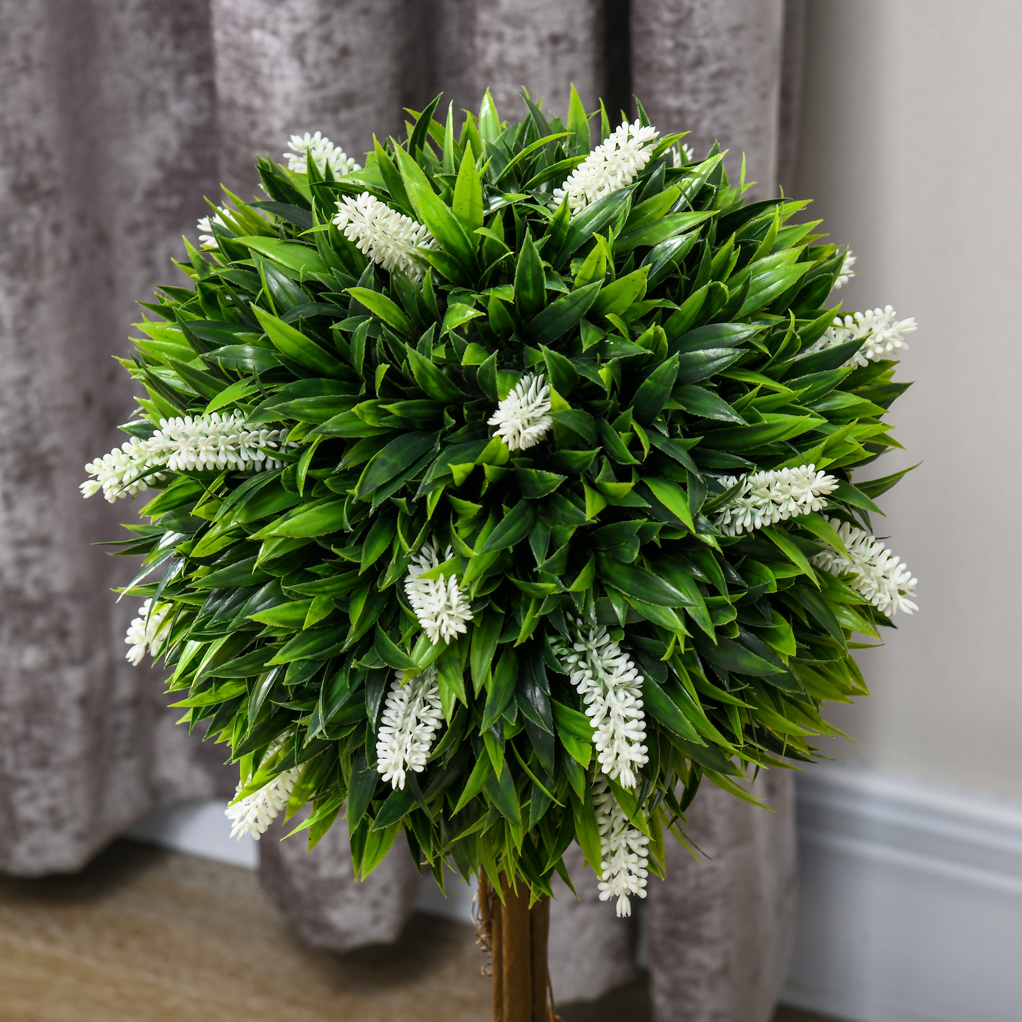 2er-Set Lavendel Kunstbaum, 60 cm hoch, inkl, Topf und Kunstmoos, Weiß